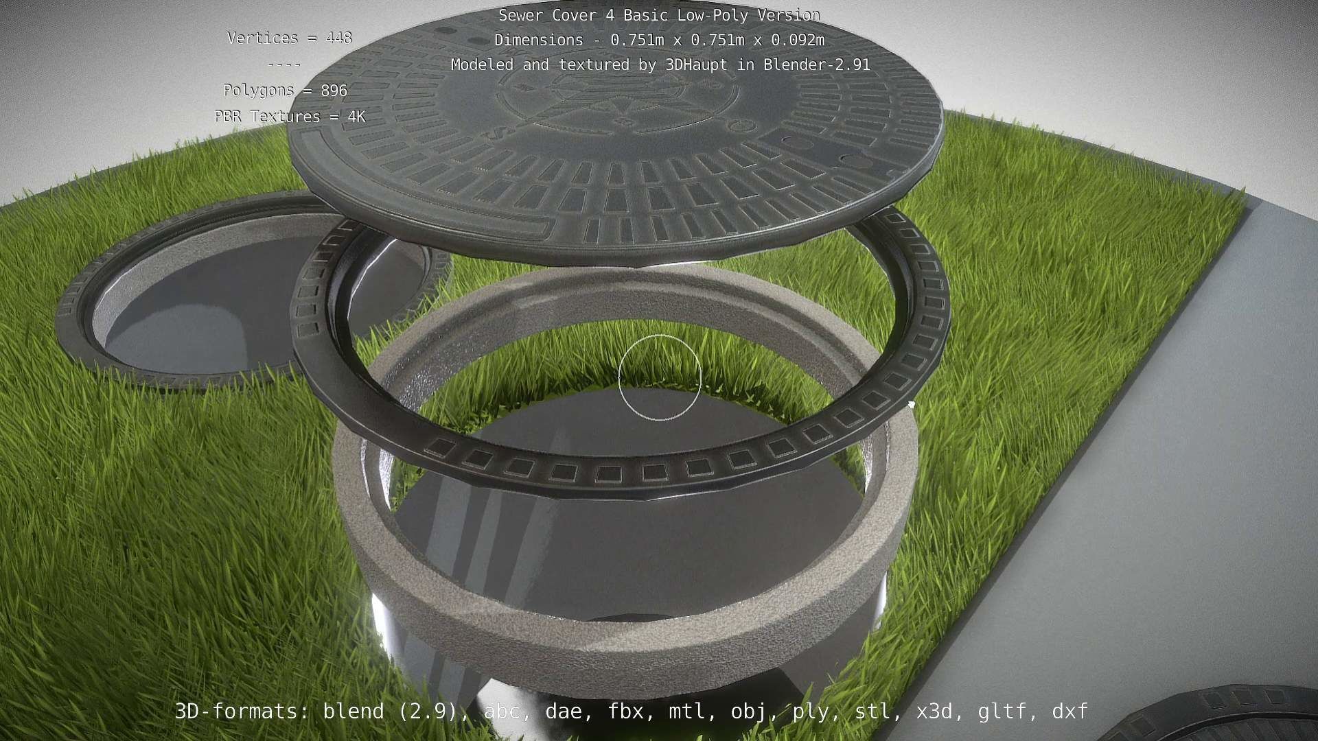 Sewer Cover 4 Basic Low-Poly Version Low-poly 3D model_91