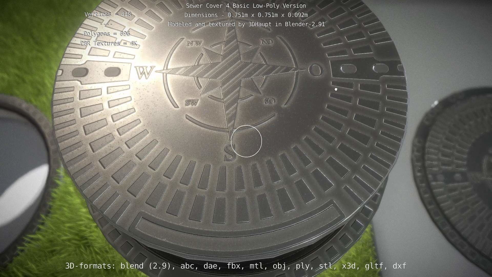 Sewer Cover 4 Basic Low-Poly Version Low-poly 3D model_99