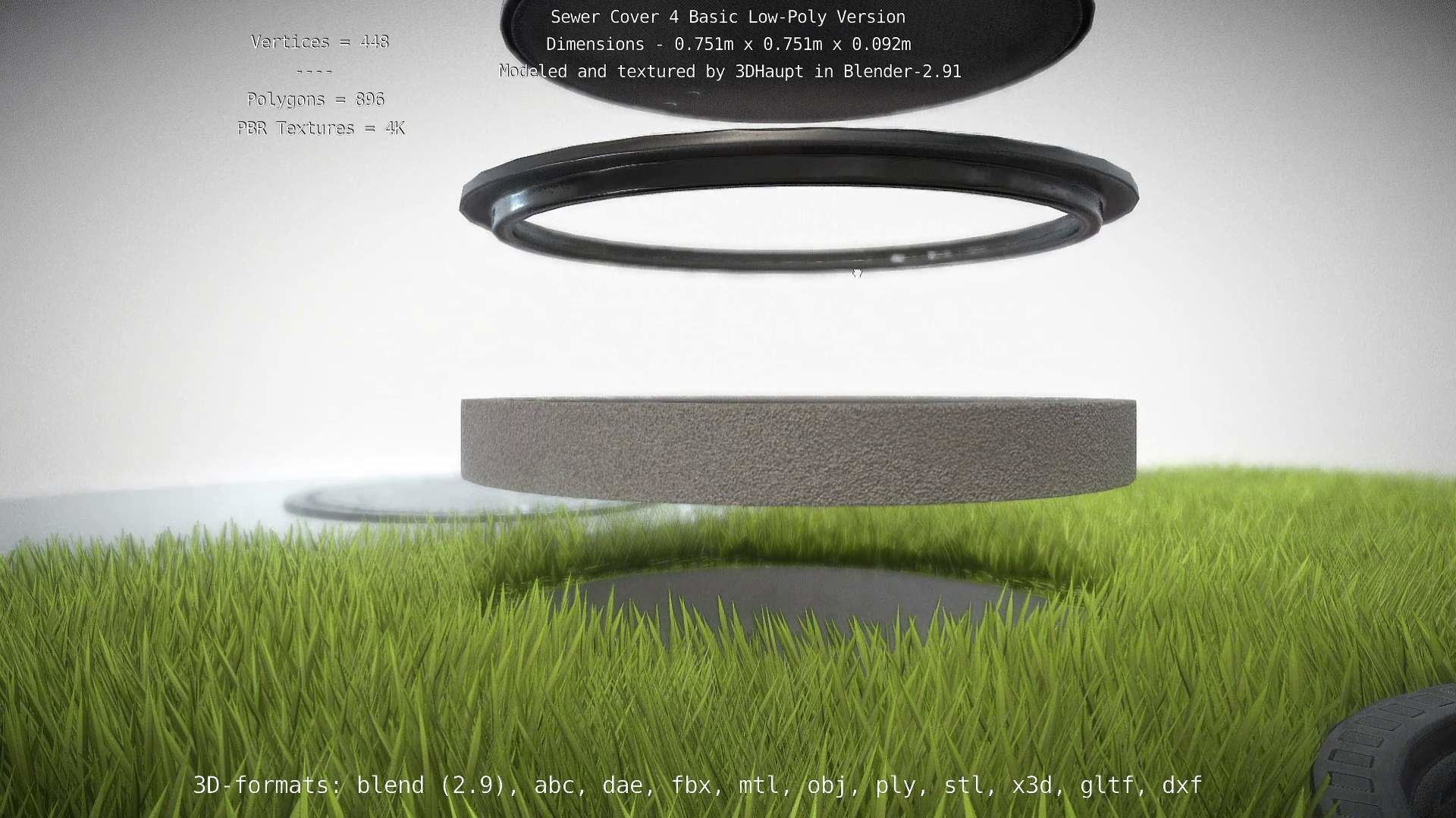 Sewer Cover 4 Basic Low-Poly Version Low-poly 3D model_114