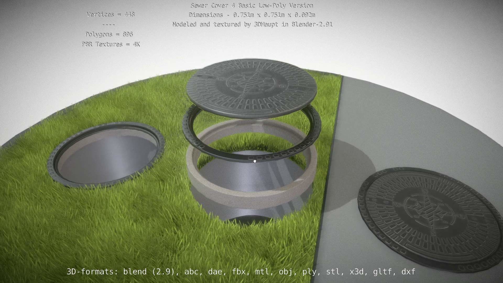 Sewer Cover 4 Basic Low-Poly Version Low-poly 3D model_108