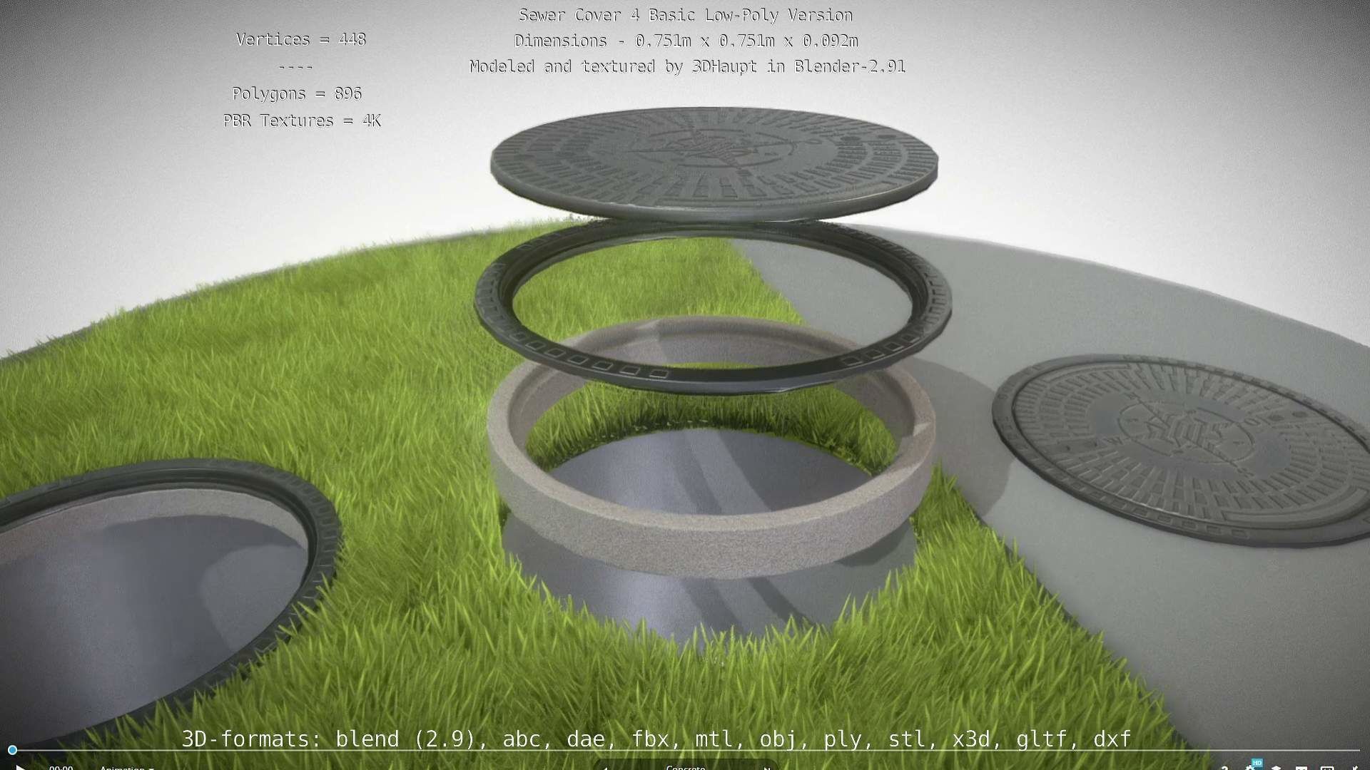 Sewer Cover 4 Basic Low-Poly Version Low-poly 3D model_34