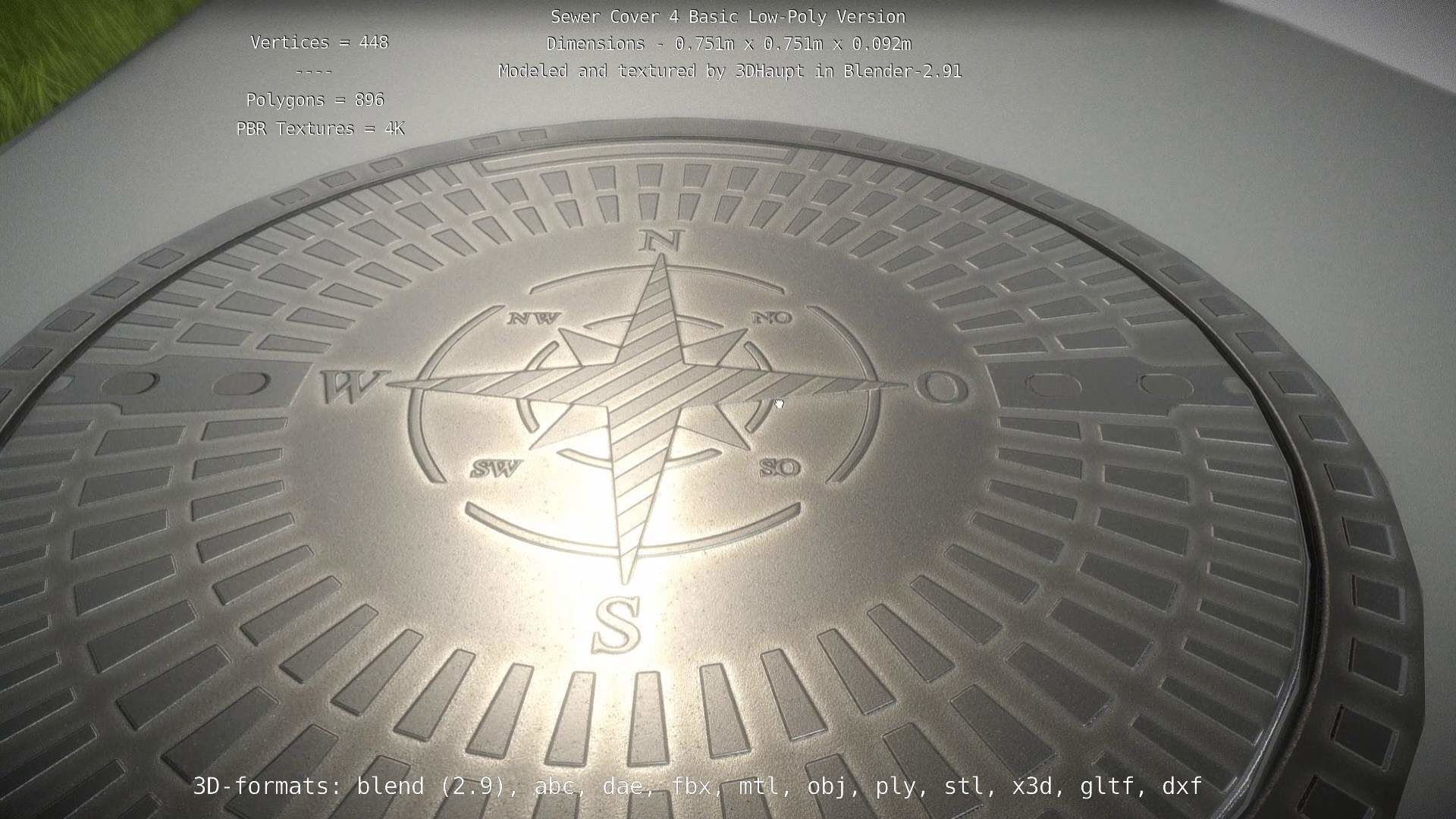 Sewer Cover 4 Basic Low-Poly Version Low-poly 3D model_50