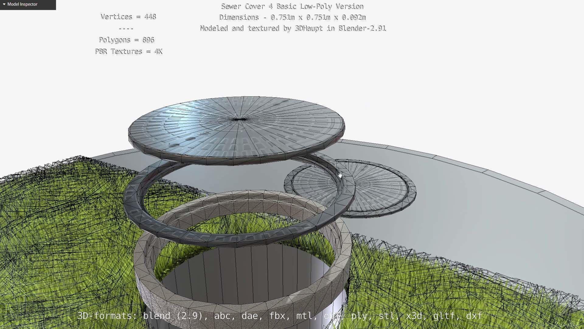 Sewer Cover 4 Basic Low-Poly Version Low-poly 3D model_76