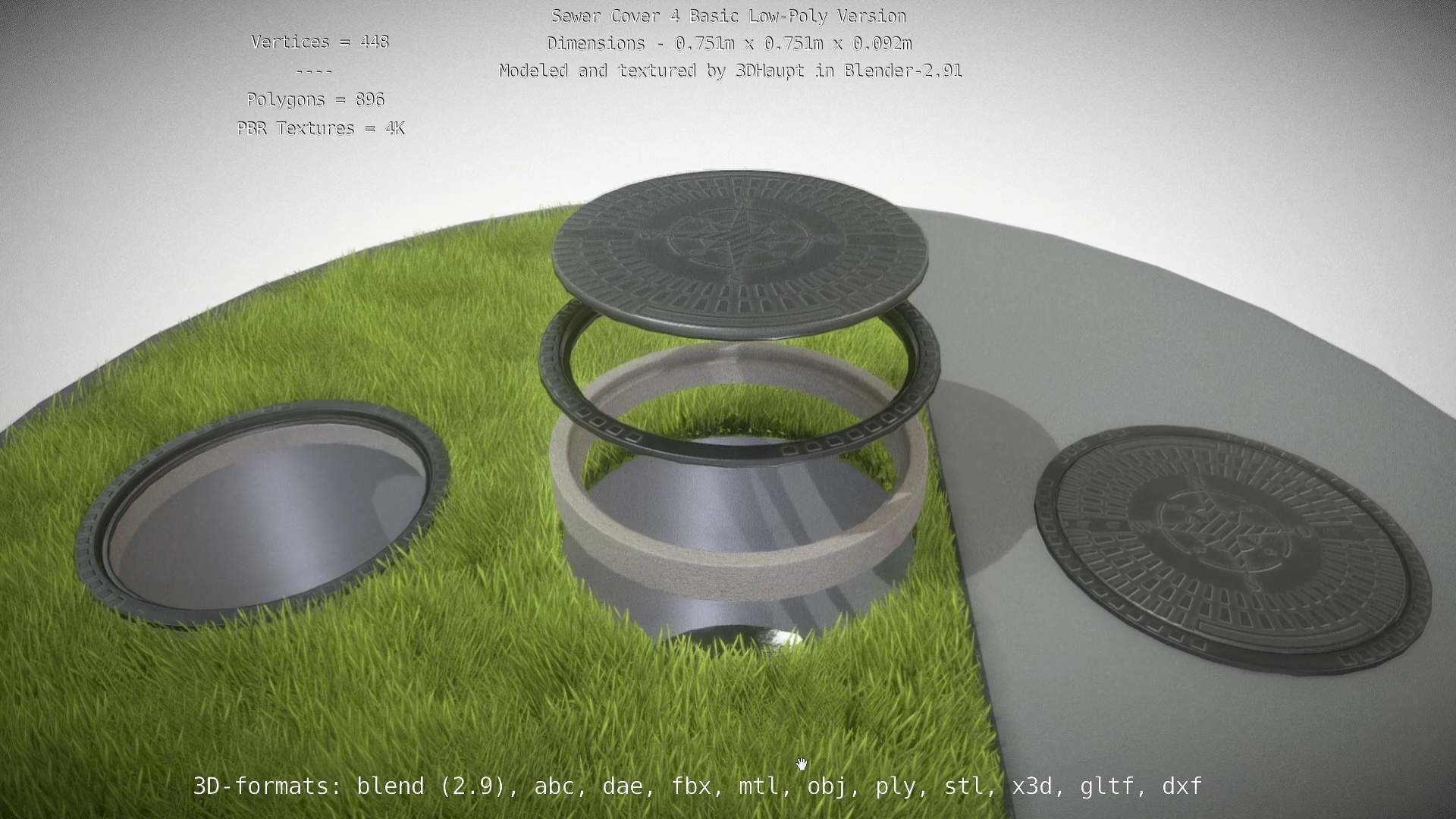 Sewer Cover 4 Basic Low-Poly Version Low-poly 3D model_88