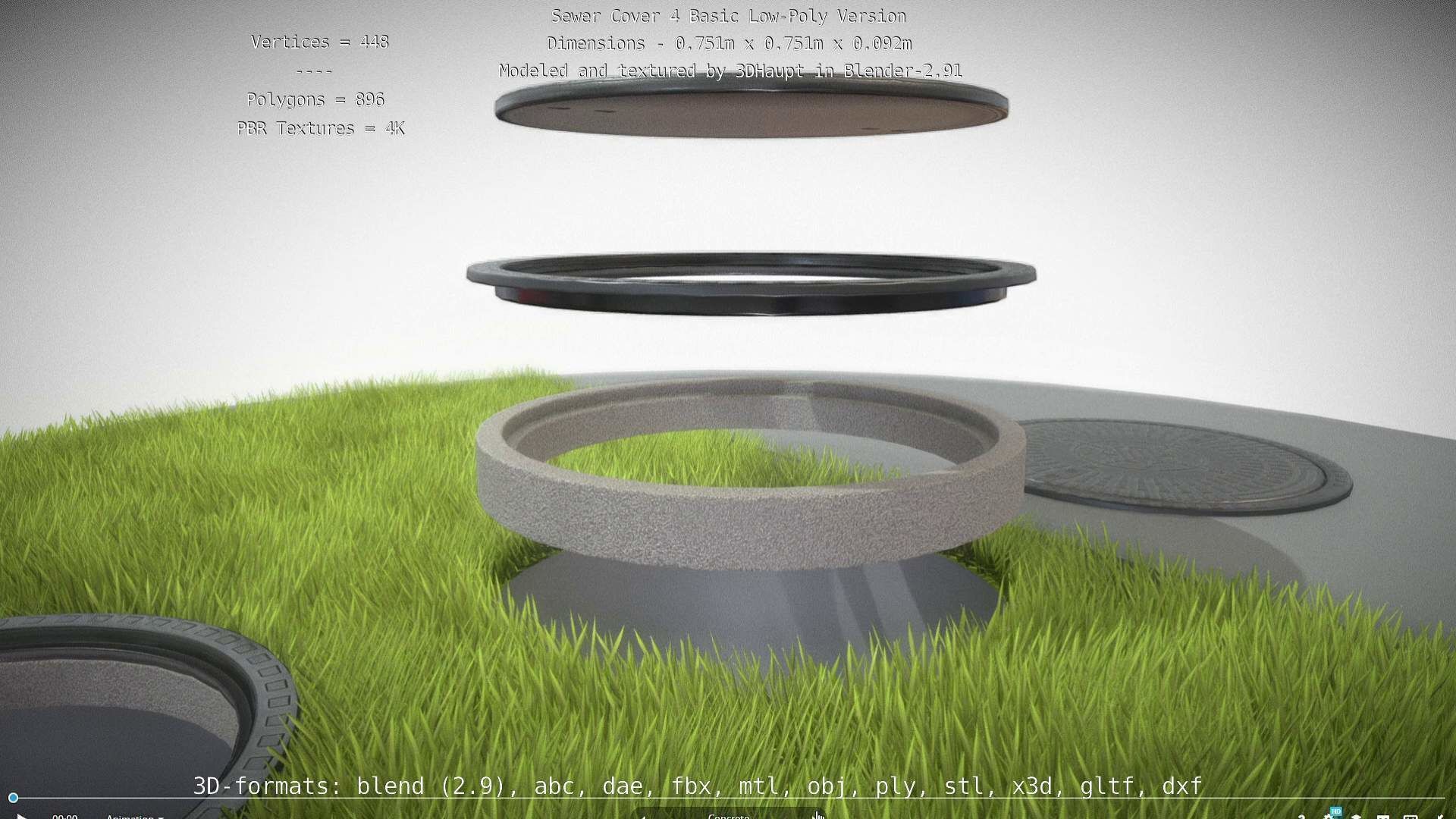 Sewer Cover 4 Basic Low-Poly Version Low-poly 3D model_51