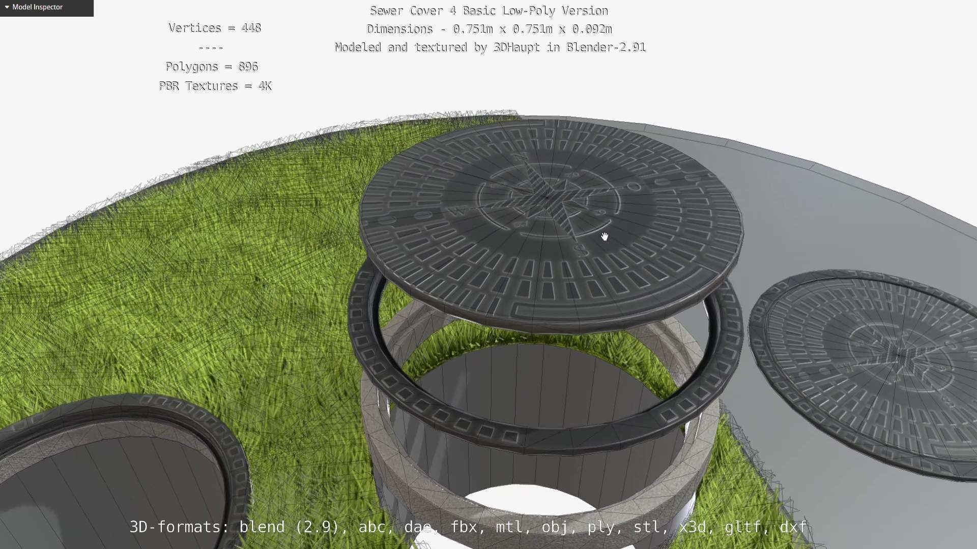 Sewer Cover 4 Basic Low-Poly Version Low-poly 3D model_55