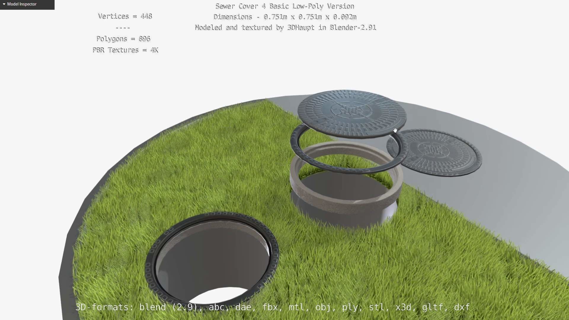 Sewer Cover 4 Basic Low-Poly Version Low-poly 3D model_39