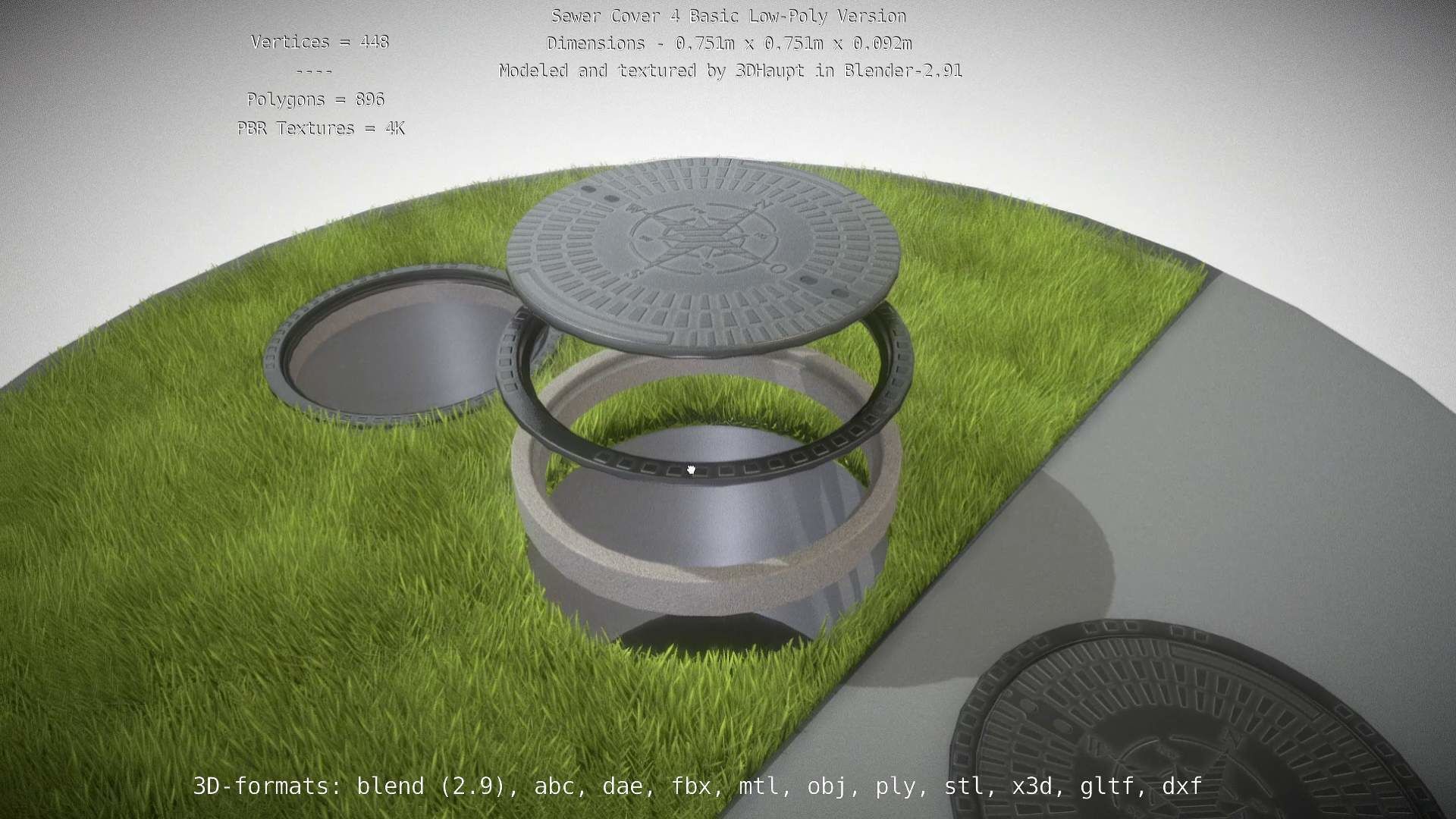 Sewer Cover 4 Basic Low-Poly Version Low-poly 3D model_98