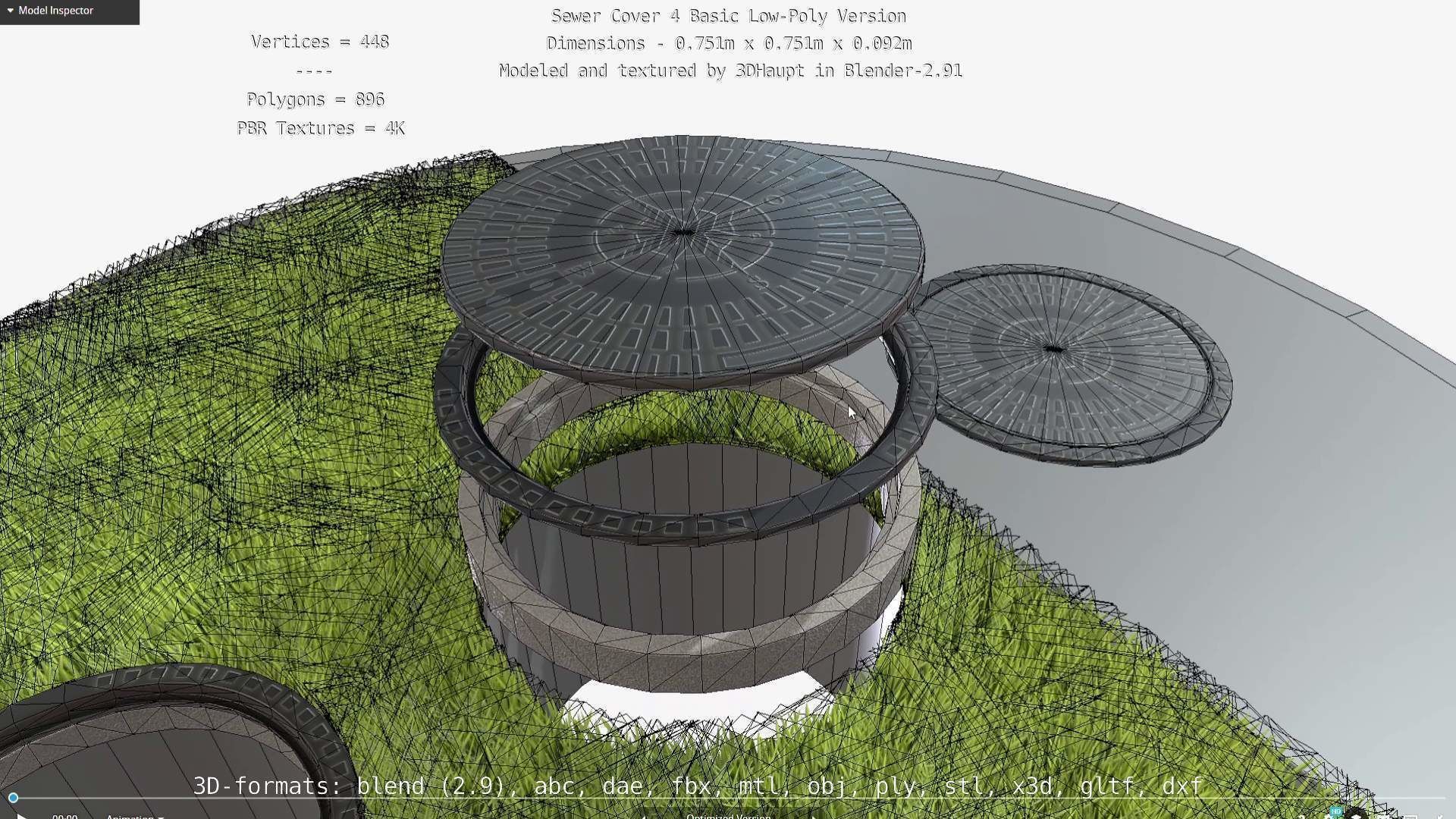 Sewer Cover 4 Basic Low-Poly Version Low-poly 3D model_65