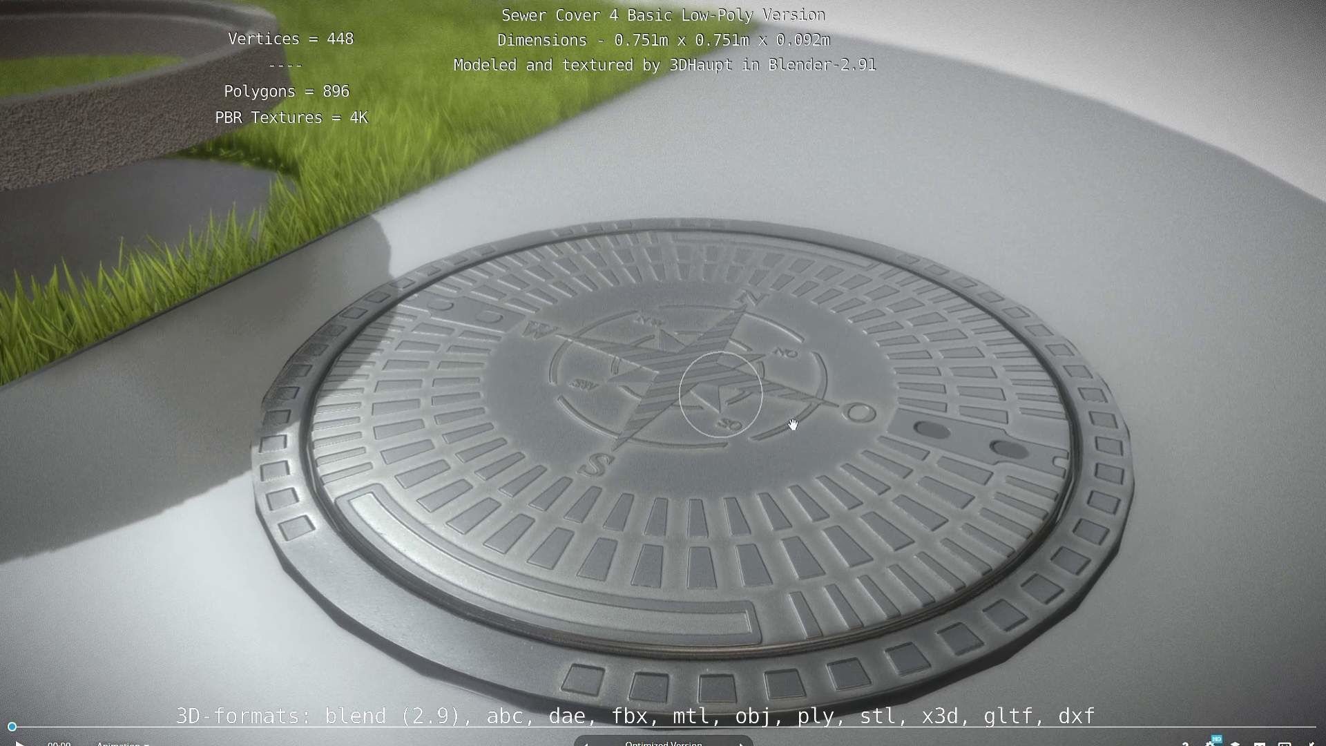 Sewer Cover 4 Basic Low-Poly Version Low-poly 3D model_8