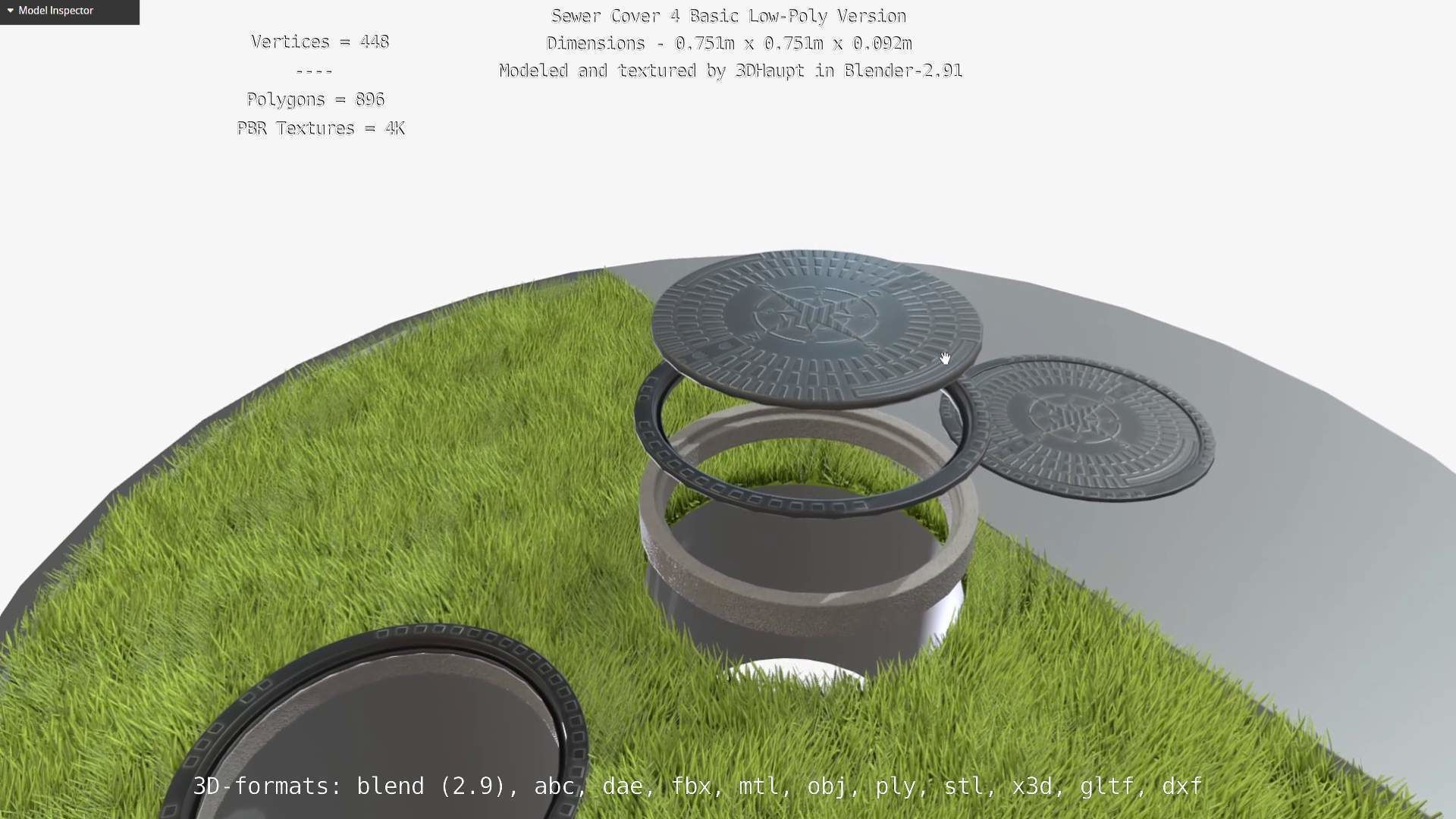 Sewer Cover 4 Basic Low-Poly Version Low-poly 3D model_58