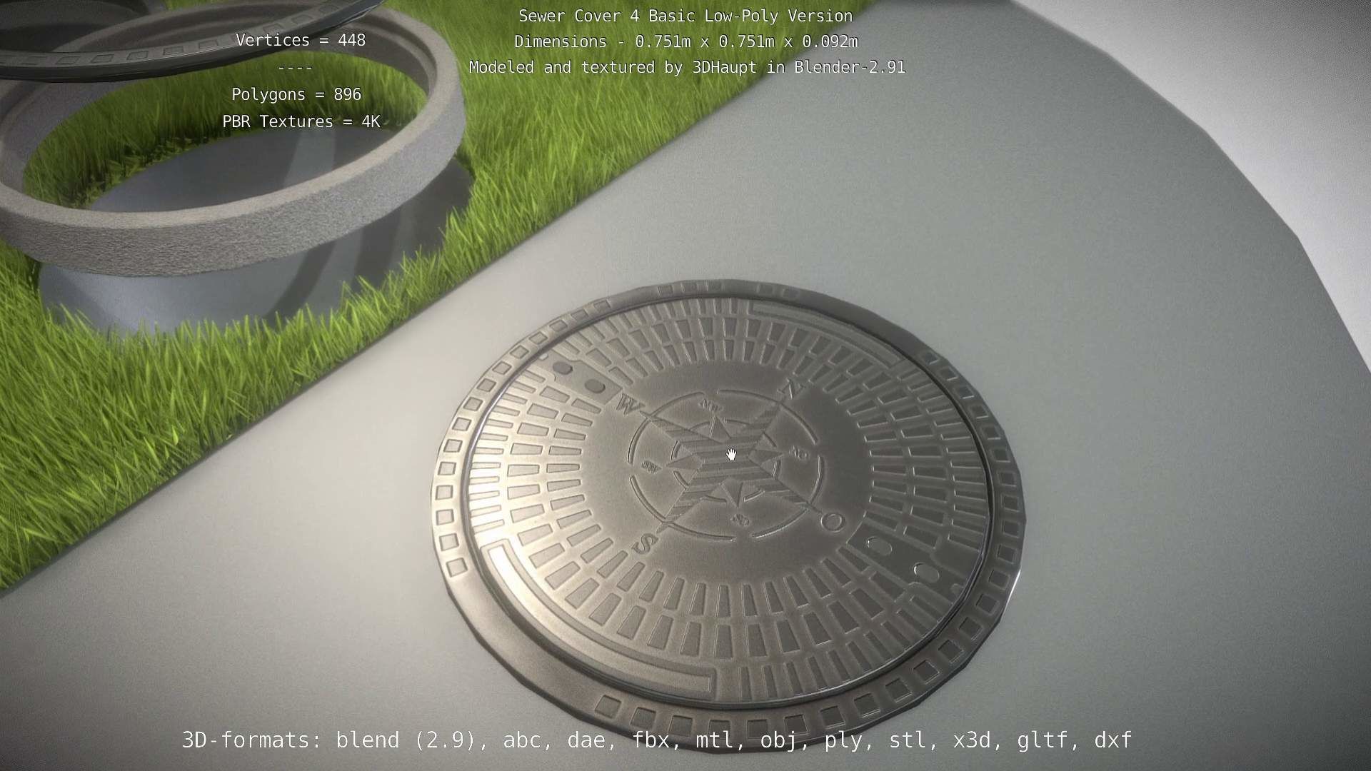 Sewer Cover 4 Basic Low-Poly Version Low-poly 3D model_82