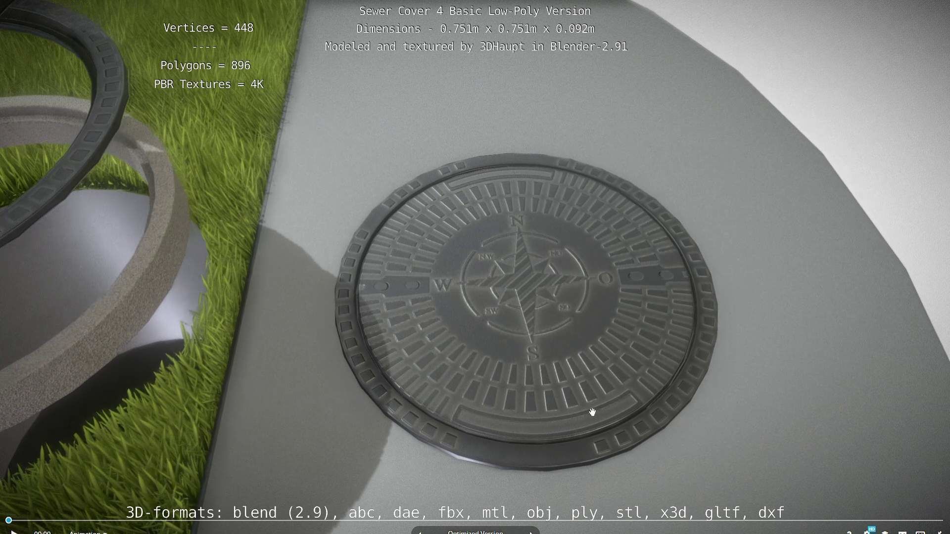 Sewer Cover 4 Basic Low-Poly Version Low-poly 3D model_47