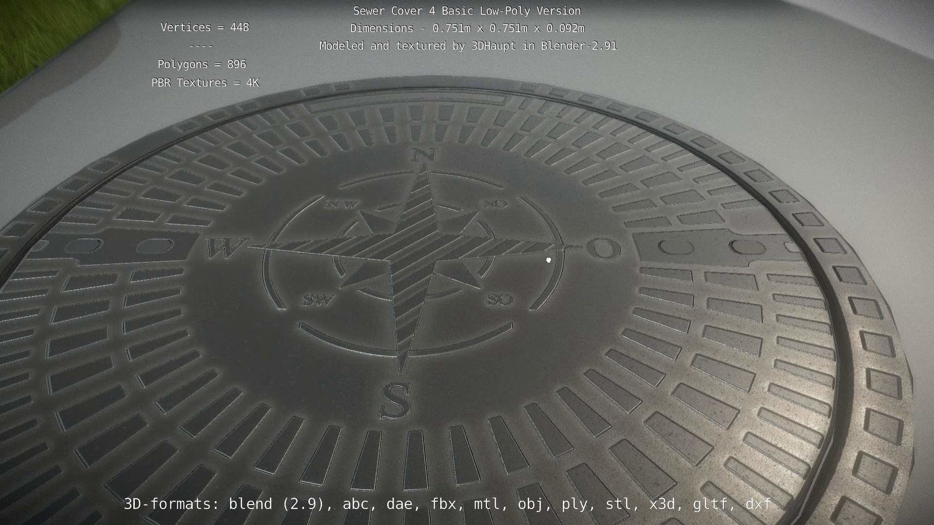 Sewer Cover 4 Basic Low-Poly Version Low-poly 3D model_67