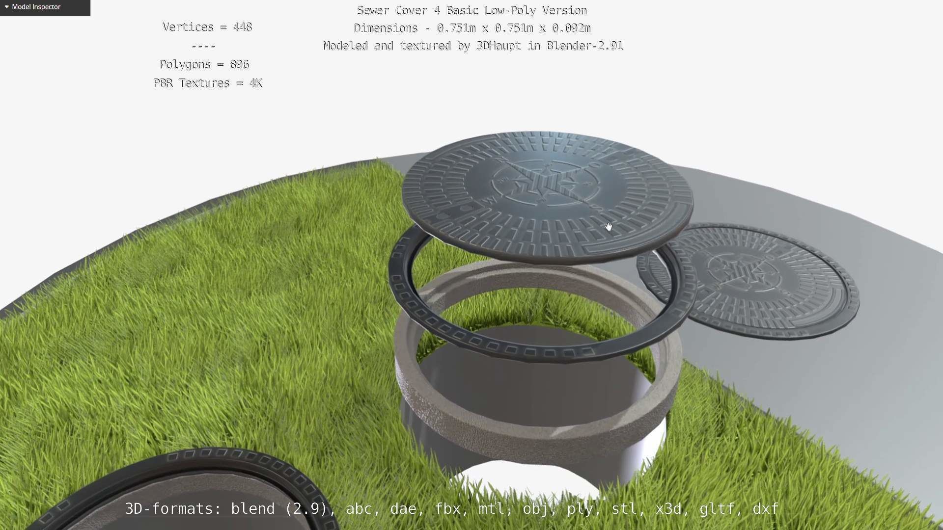 Sewer Cover 4 Basic Low-Poly Version Low-poly 3D model_100