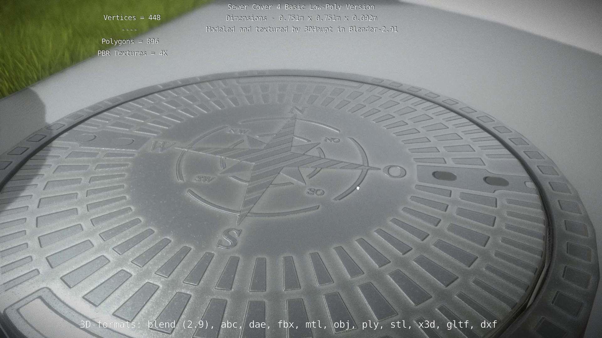 Sewer Cover 4 Basic Low-Poly Version Low-poly 3D model_37