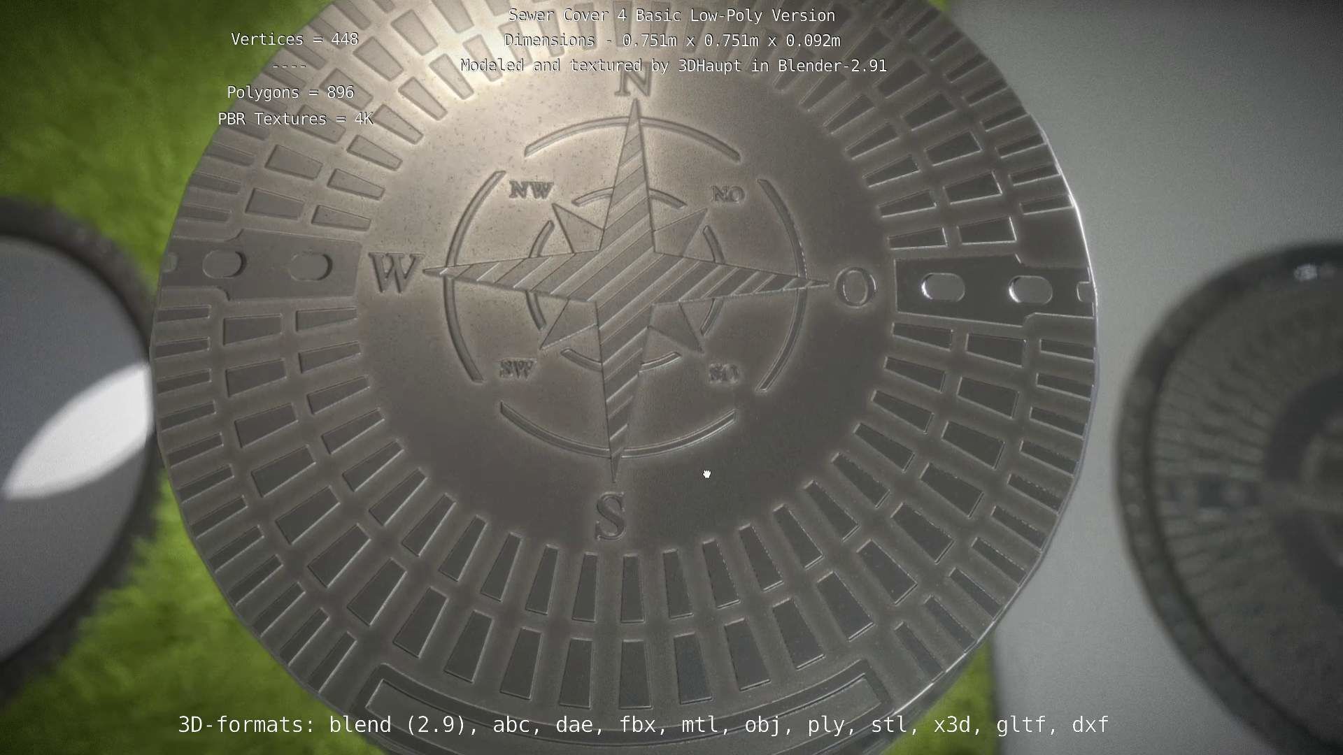 Sewer Cover 4 Basic Low-Poly Version Low-poly 3D model_105