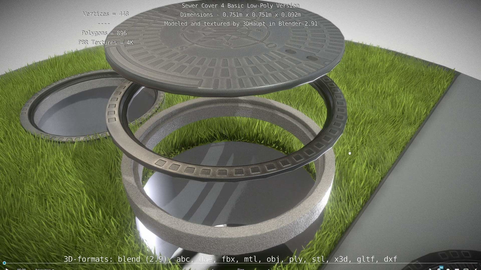 Sewer Cover 4 Basic Low-Poly Version Low-poly 3D model_112