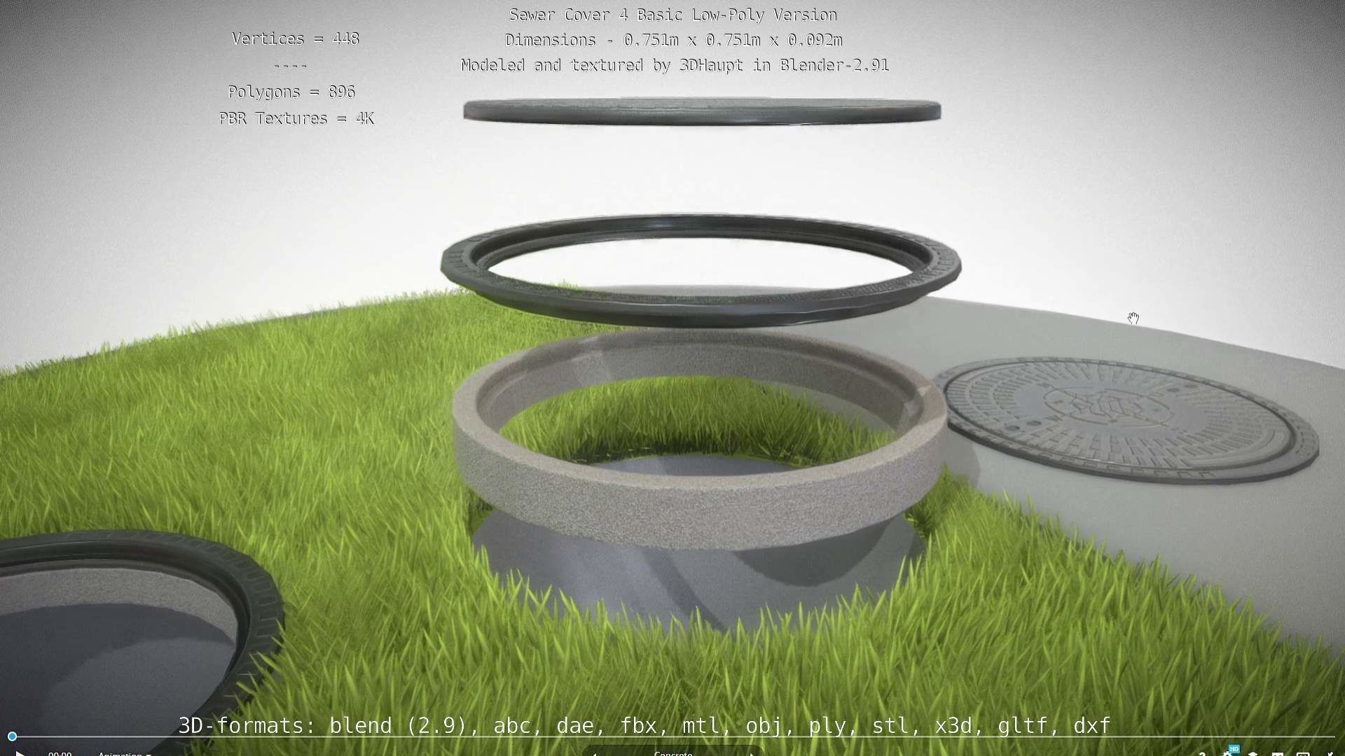 Sewer Cover 4 Basic Low-Poly Version Low-poly 3D model_120