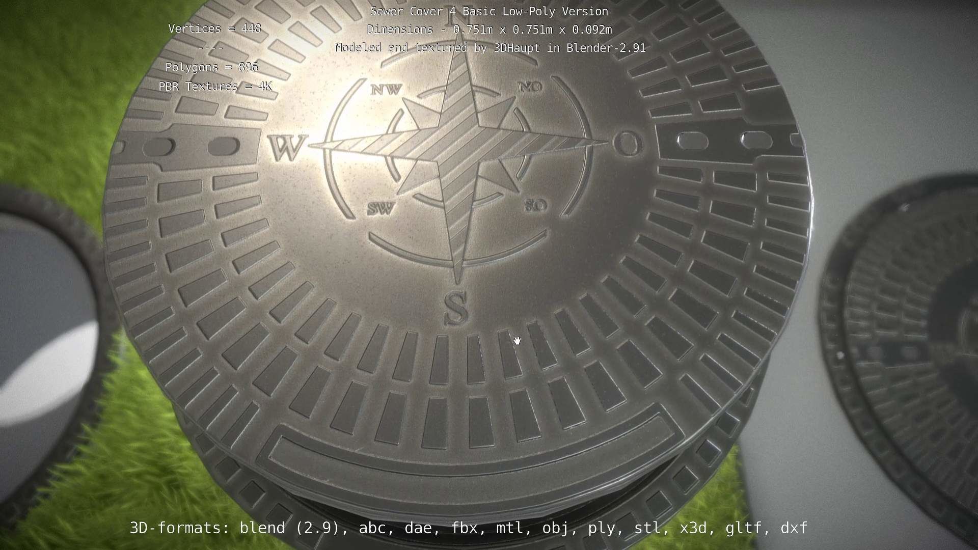 Sewer Cover 4 Basic Low-Poly Version Low-poly 3D model_70