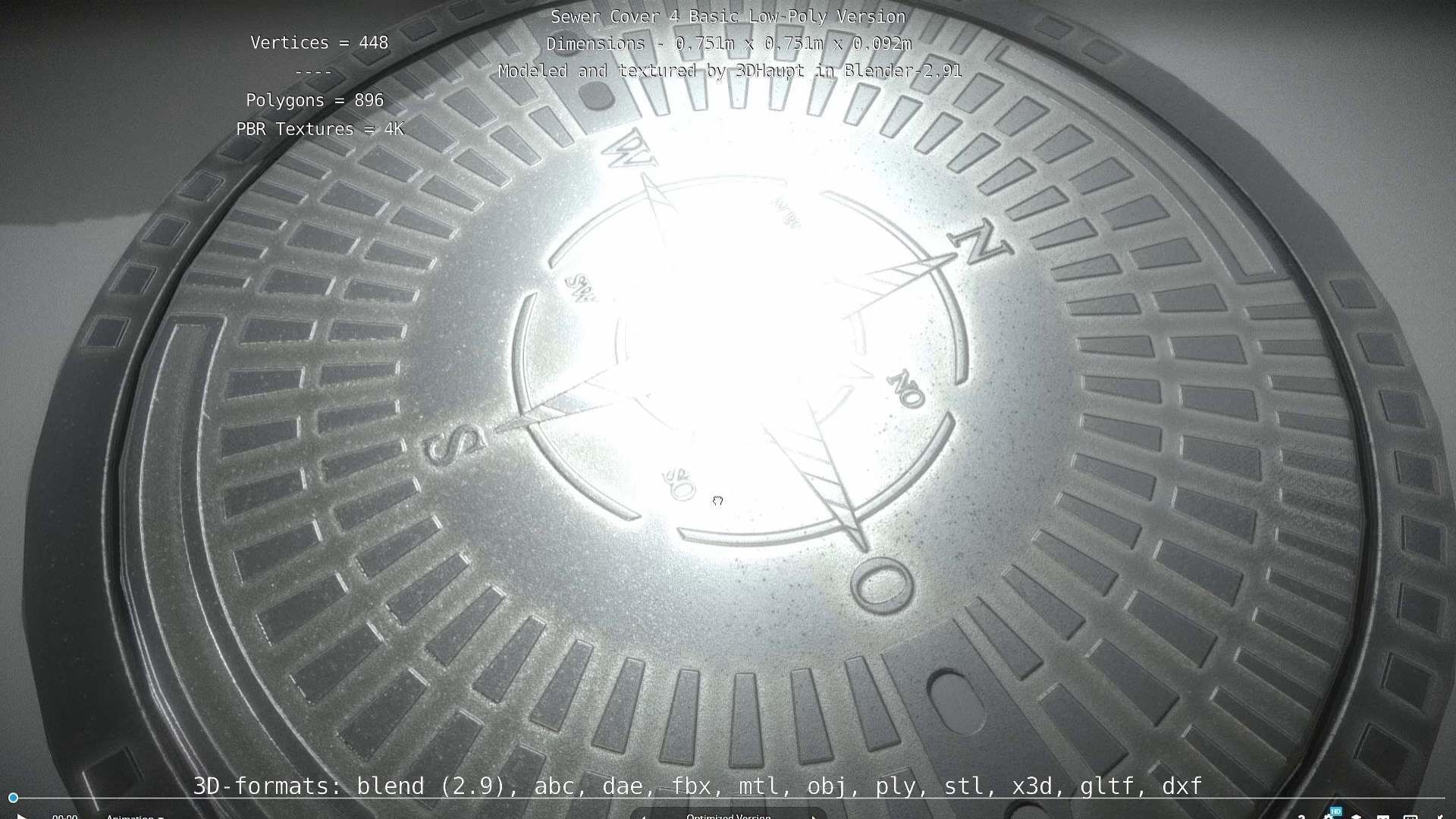 Sewer Cover 4 Basic Low-Poly Version Low-poly 3D model_33