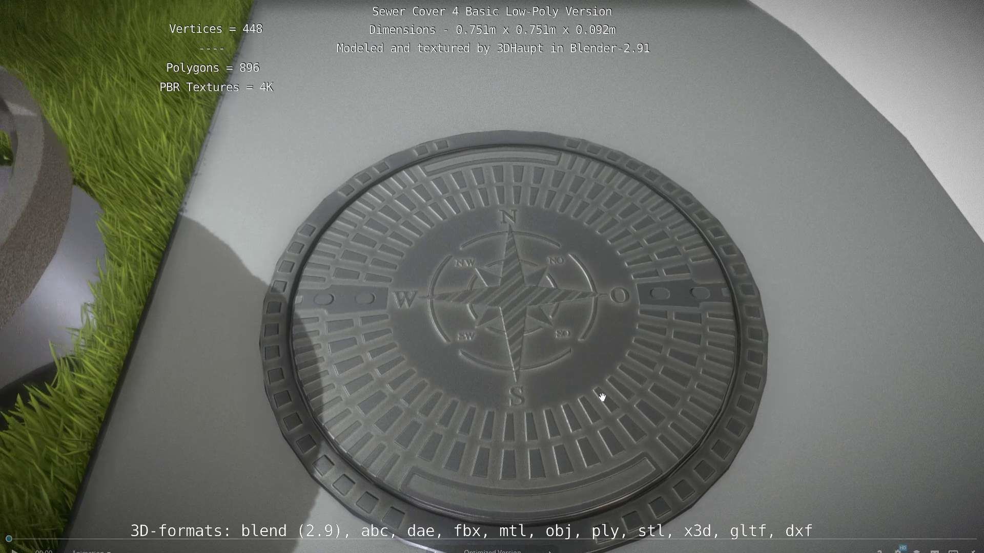 Sewer Cover 4 Basic Low-Poly Version Low-poly 3D model_28