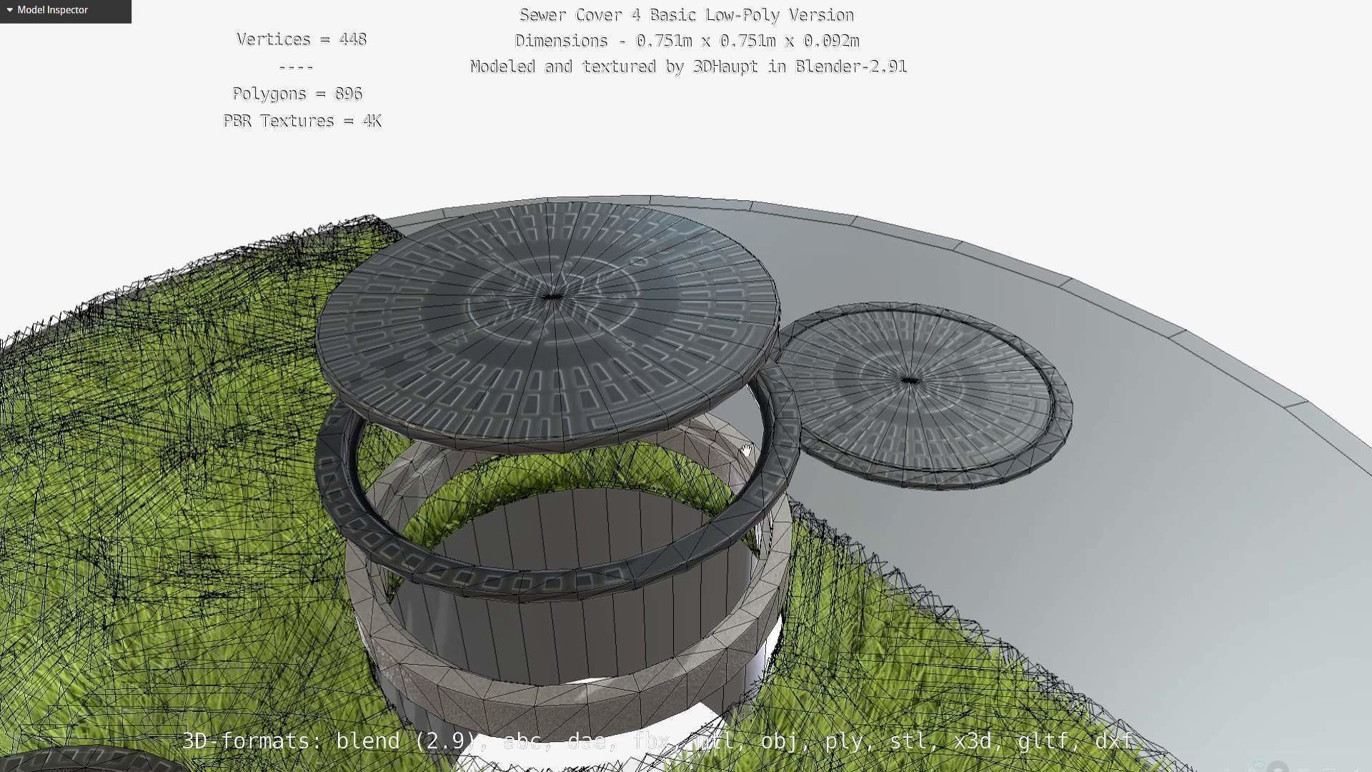 Sewer Cover 4 Basic Low-Poly Version Low-poly 3D model_115