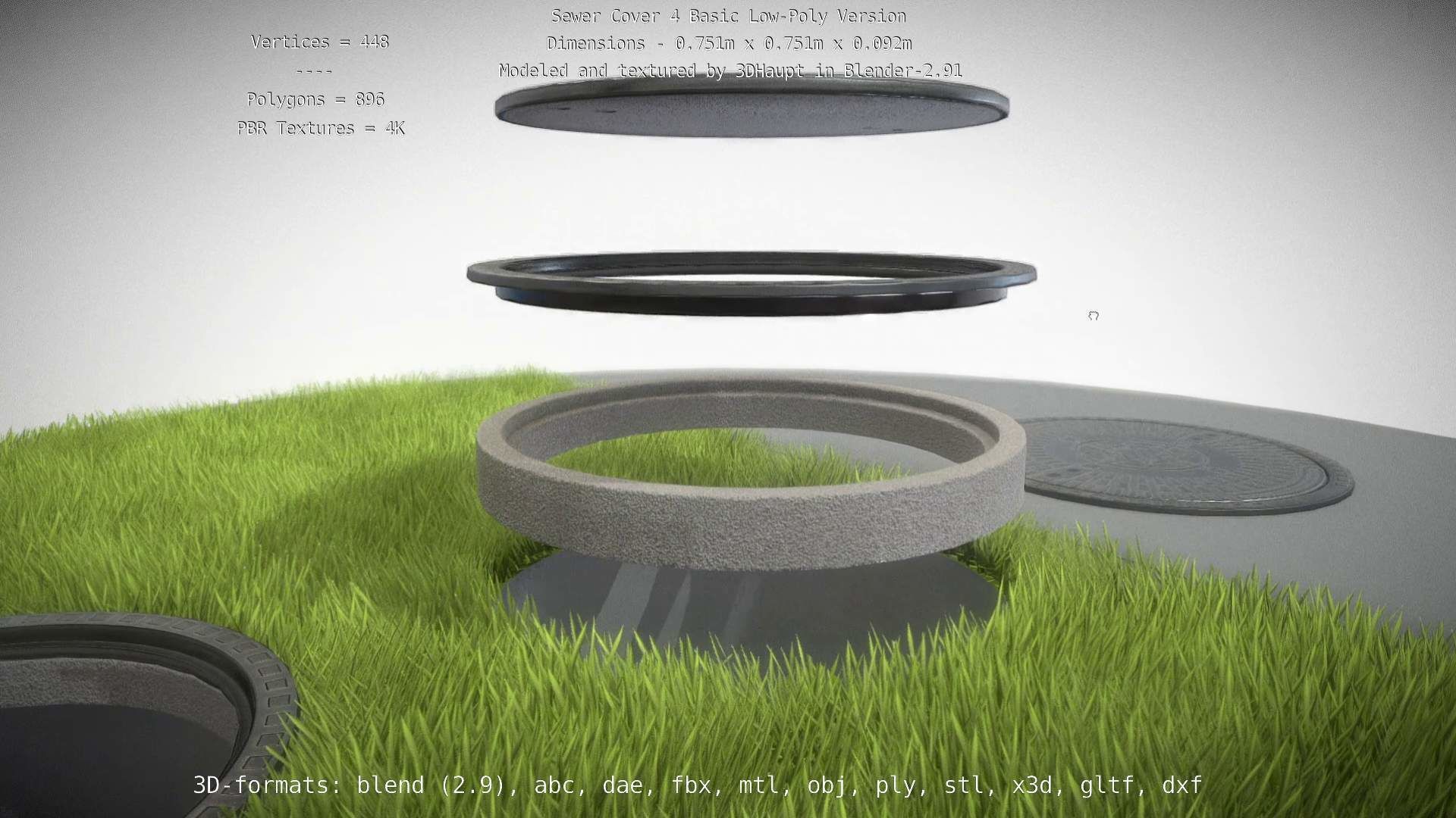 Sewer Cover 4 Basic Low-Poly Version Low-poly 3D model_48