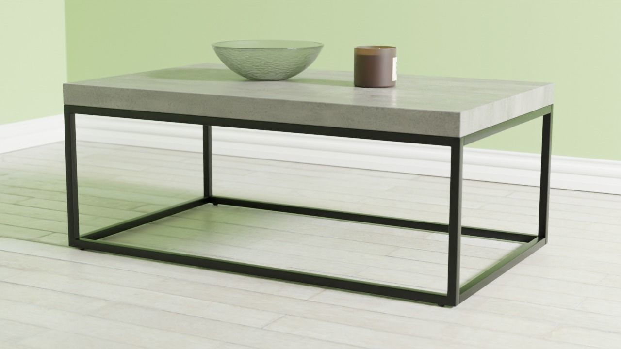 Coffee Table Concrete with Black DELANO 3D model_2