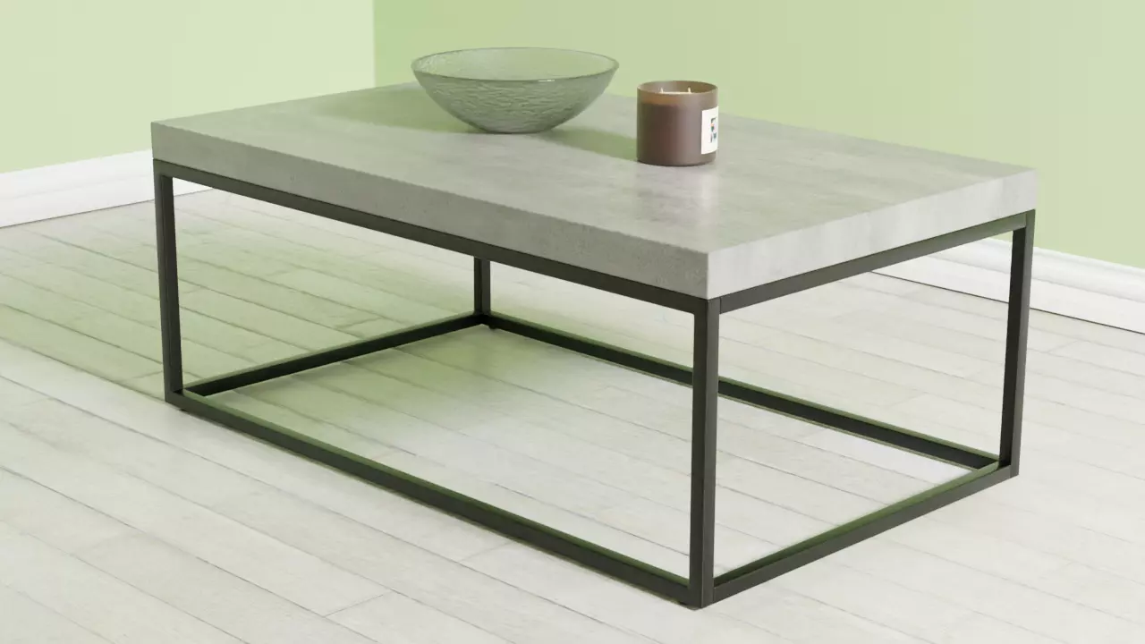 Coffee Table Concrete with Black DELANO 3D model_0