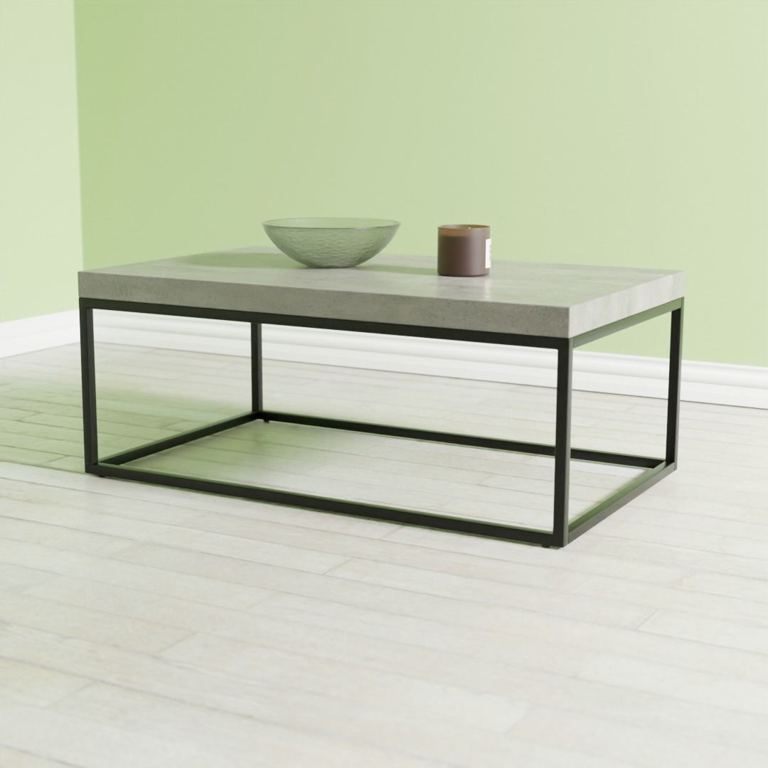 Coffee Table Concrete with Black DELANO 3D model_1