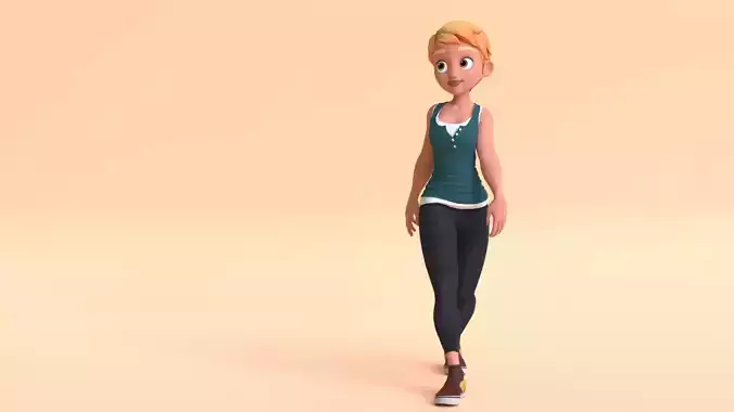 Cartoon Girl Character Model Low-poly 3D model