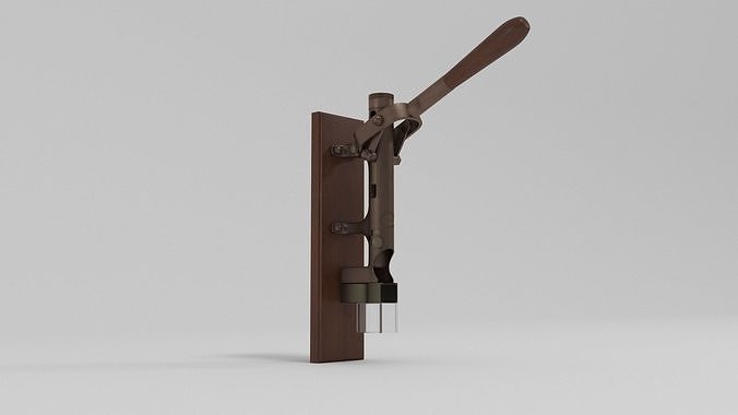 Professional Wall-Mounted Corkscrew with Wood Backing BOJ 3D model