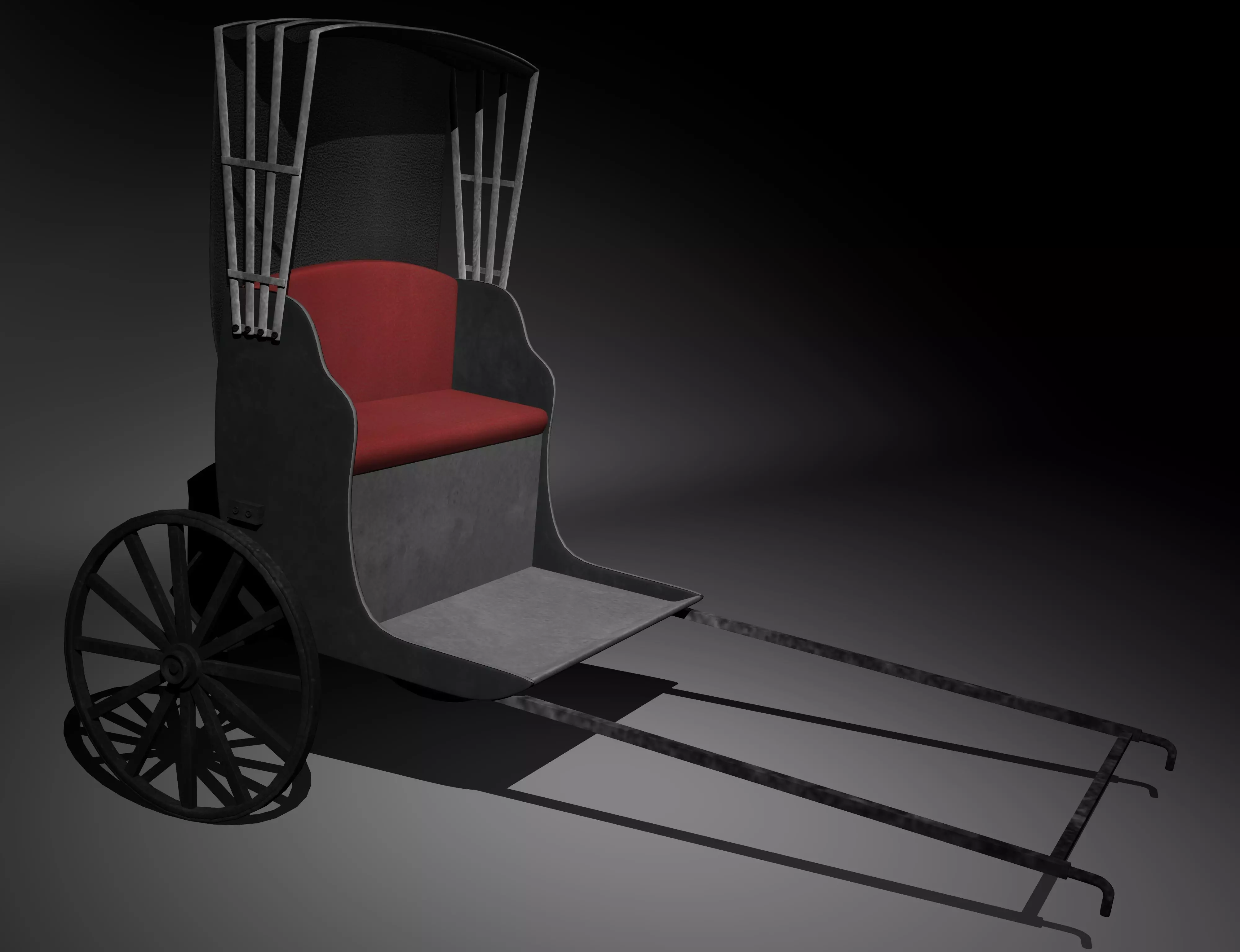 rickshaw ricksha Low-poly 3D model