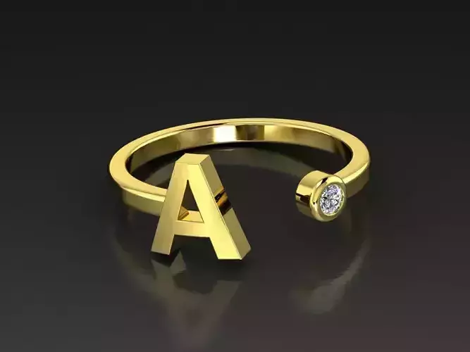 Solid Alphabet Jewelry Rings Letter A