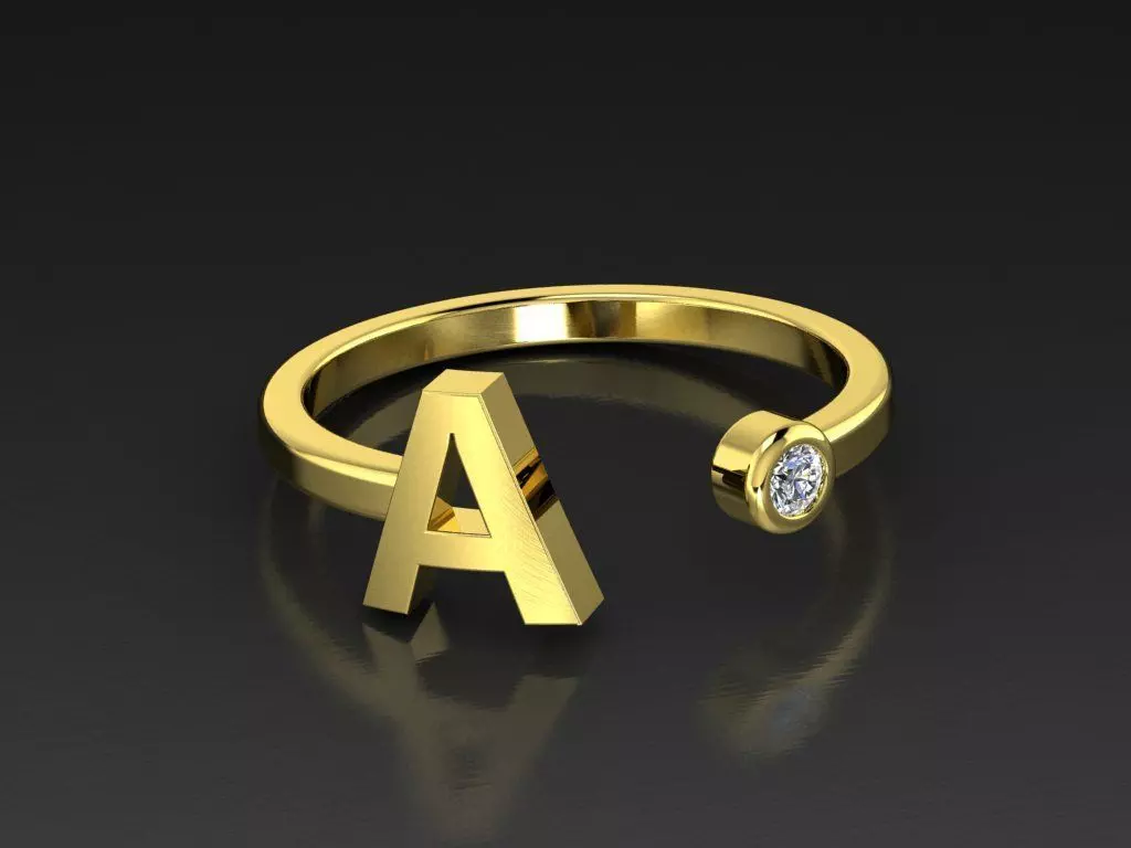 Solid Alphabet Jewelry Rings Letter A 3D print model