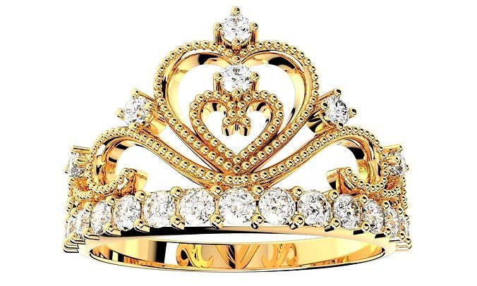 Crown Beads Ring Women Ring Fine Jewelry 3D CAD Design-O1A001M 3D print model