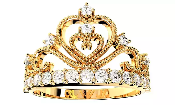 Crown Beads Ring Women Ring Fine Jewelry 3D CAD Design-O1A001M 3D print model