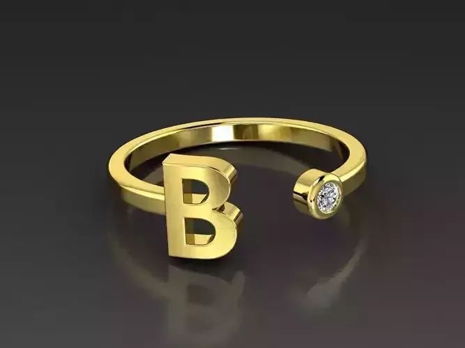 Solid Alphabet Jewelry Rings Letter B