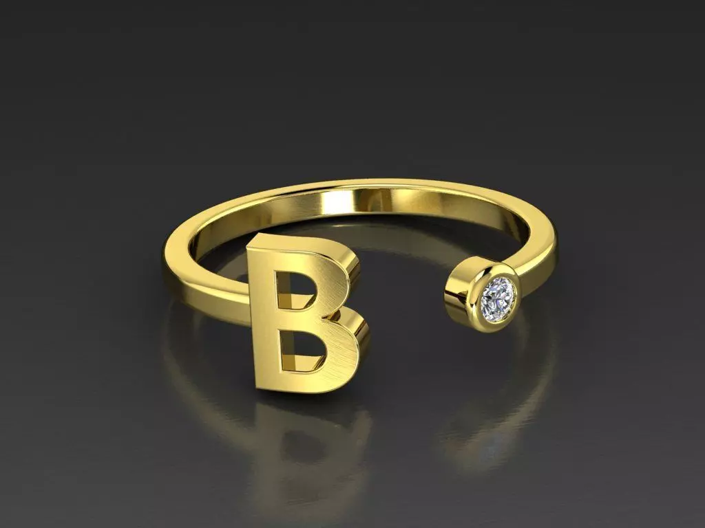 Solid Alphabet Jewelry Rings Letter B 3D print model