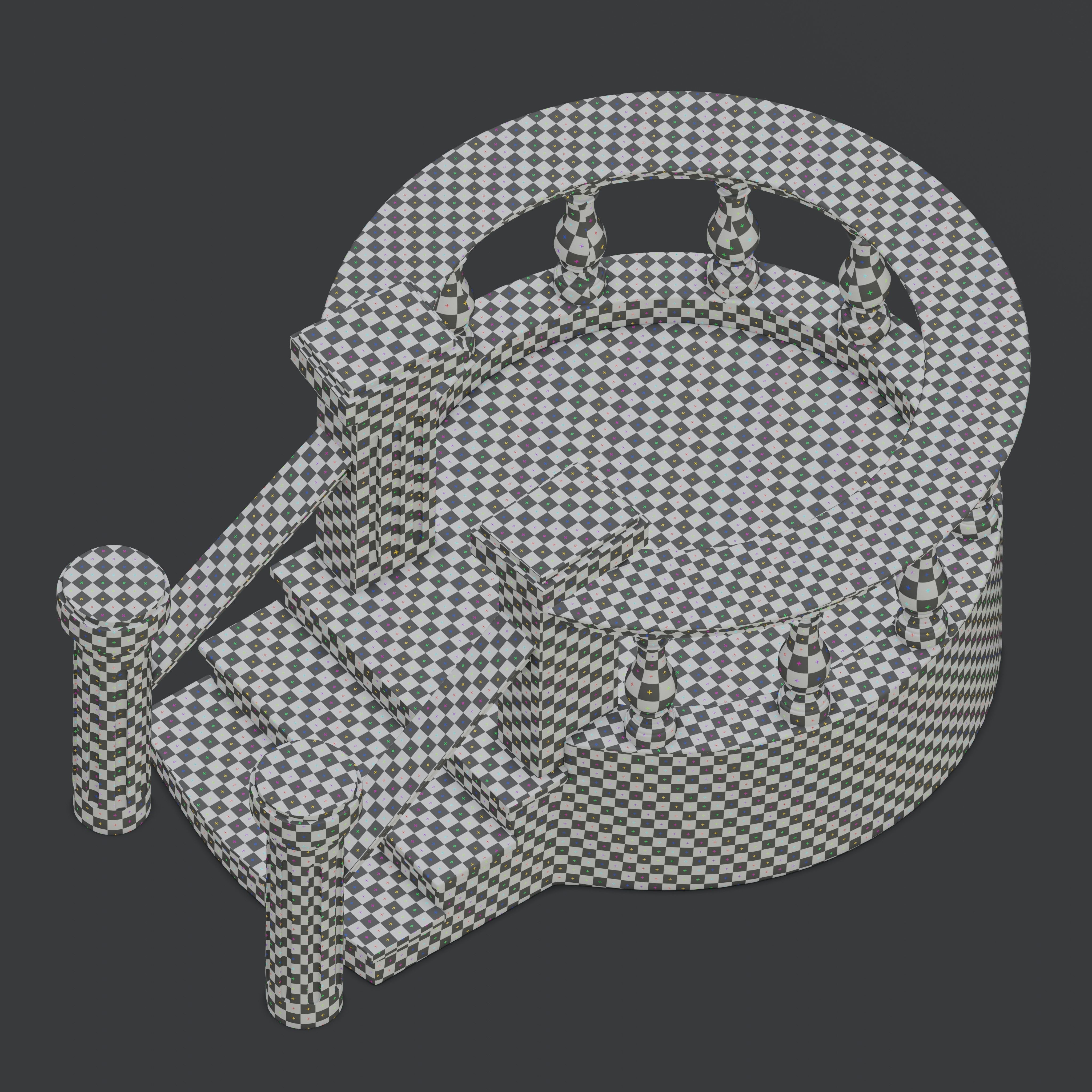 Stone balcony railing 3D model_11