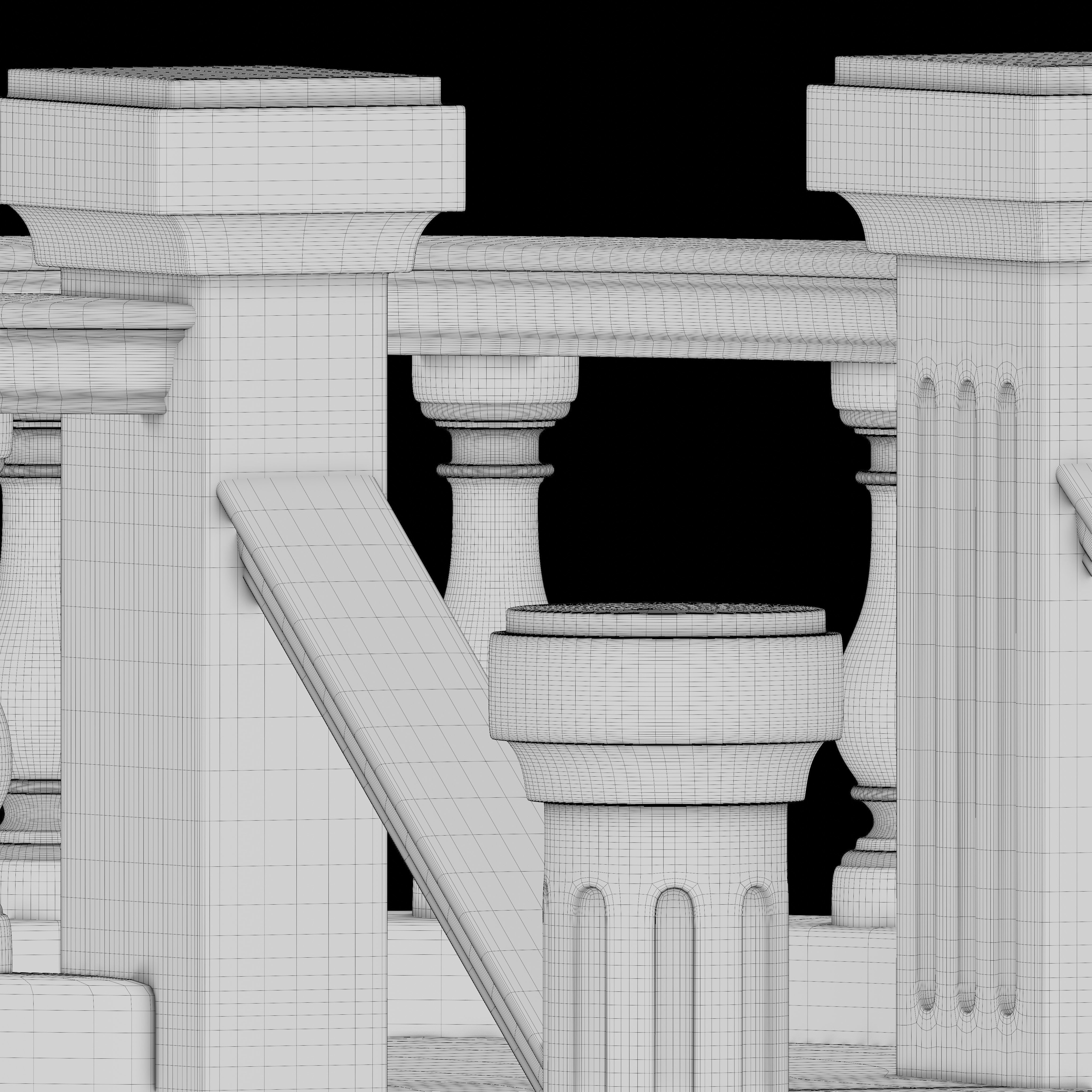 Stone balcony railing 3D model_7