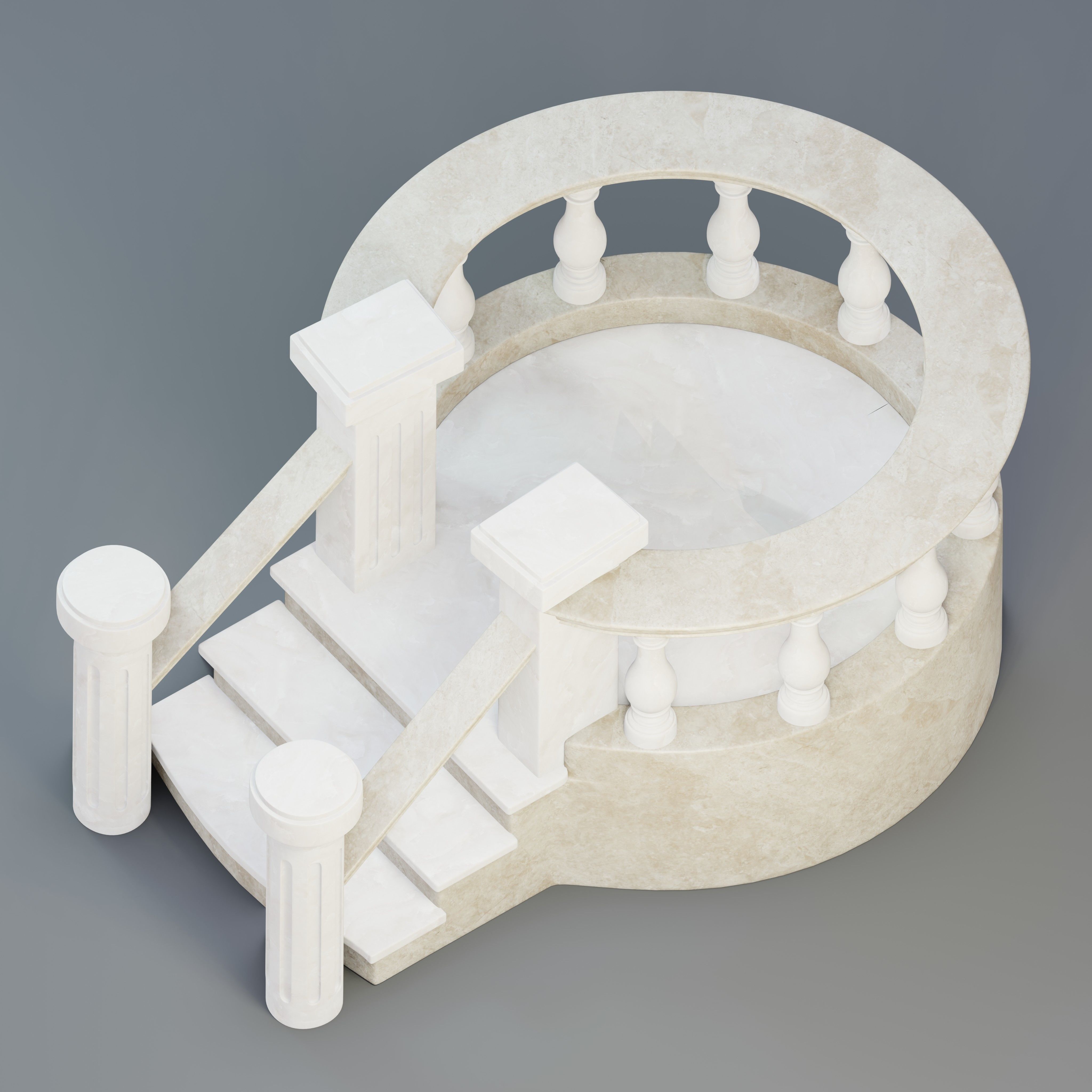 Stone balcony railing 3D model_1