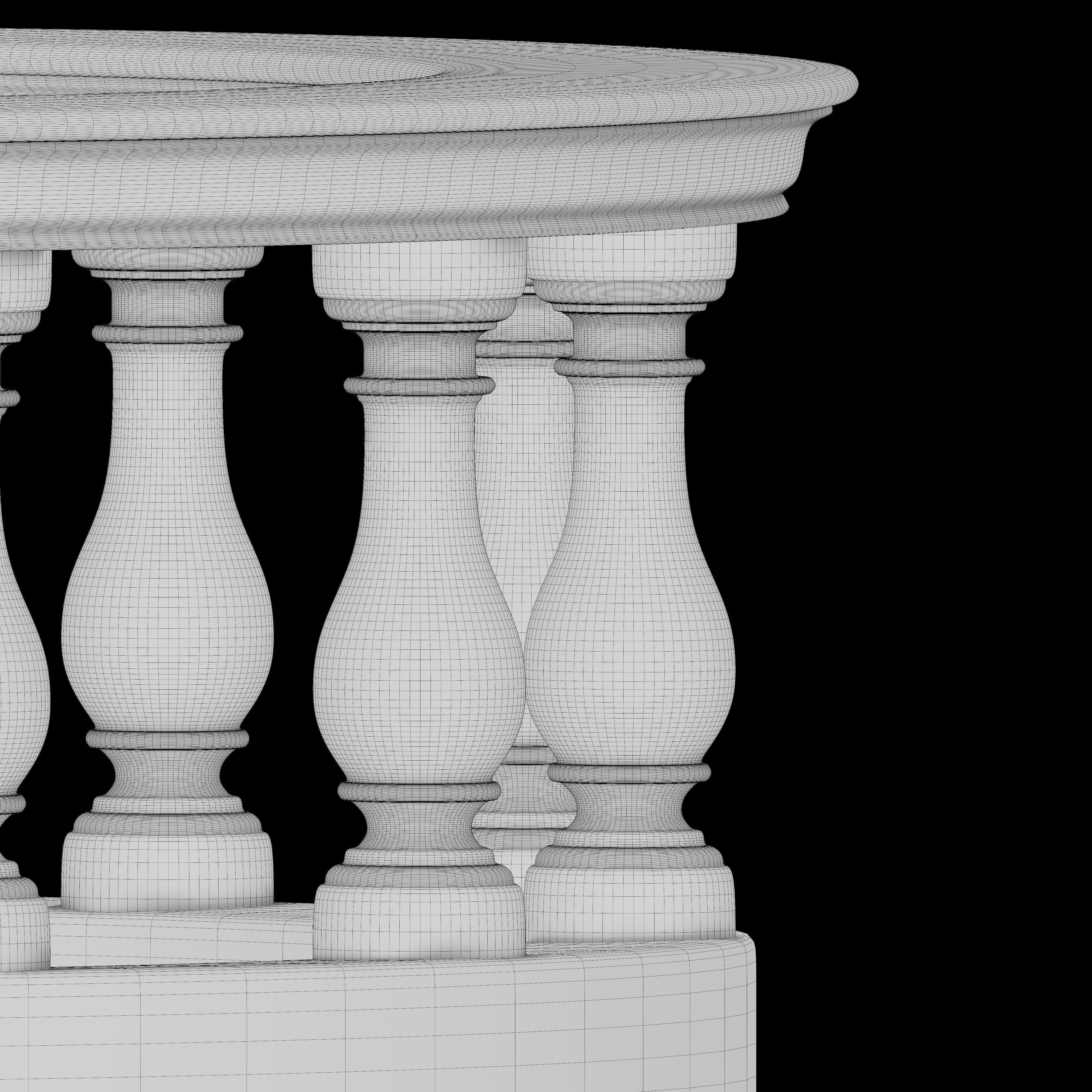 Stone balcony railing 3D model_8