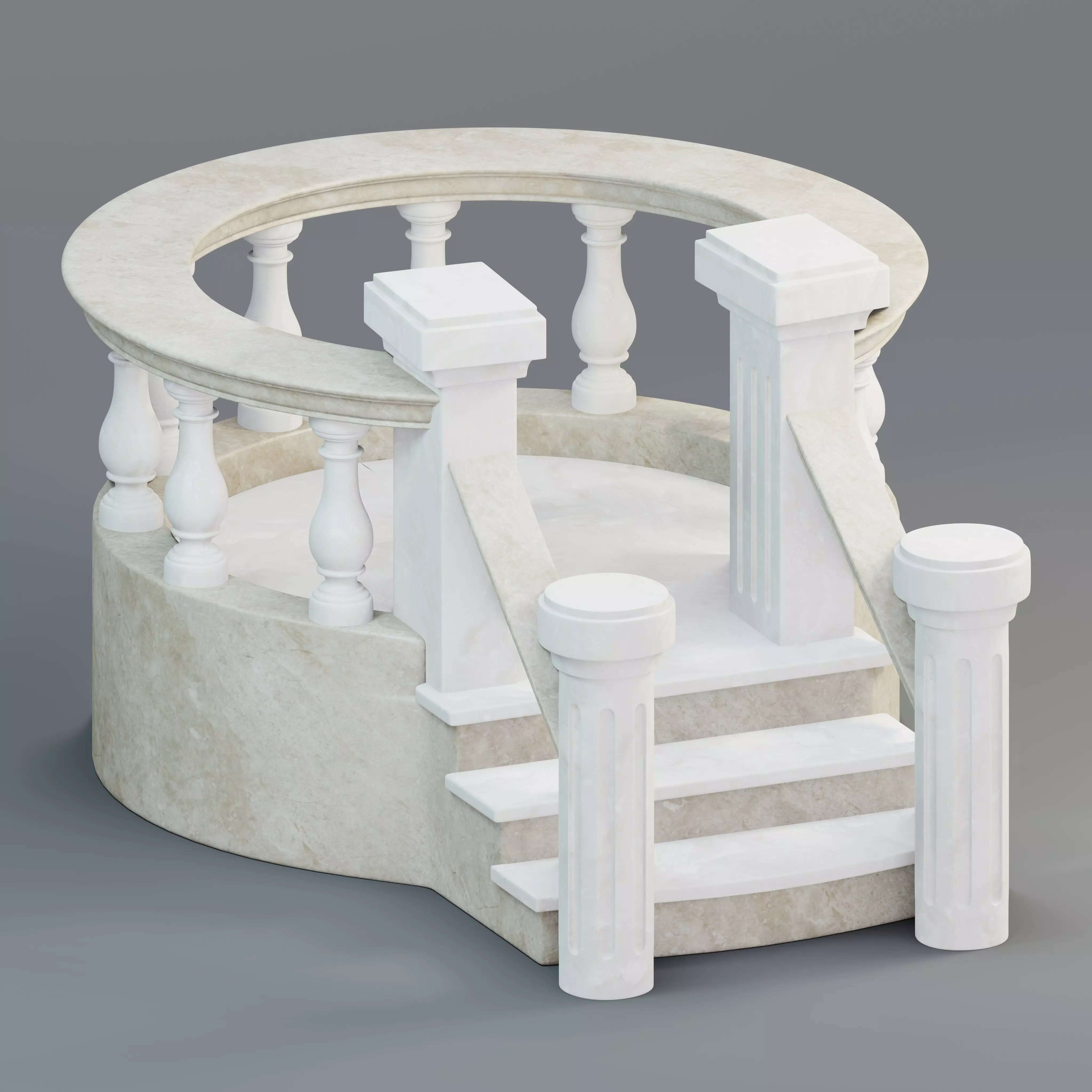 Stone balcony railing 3D model_0