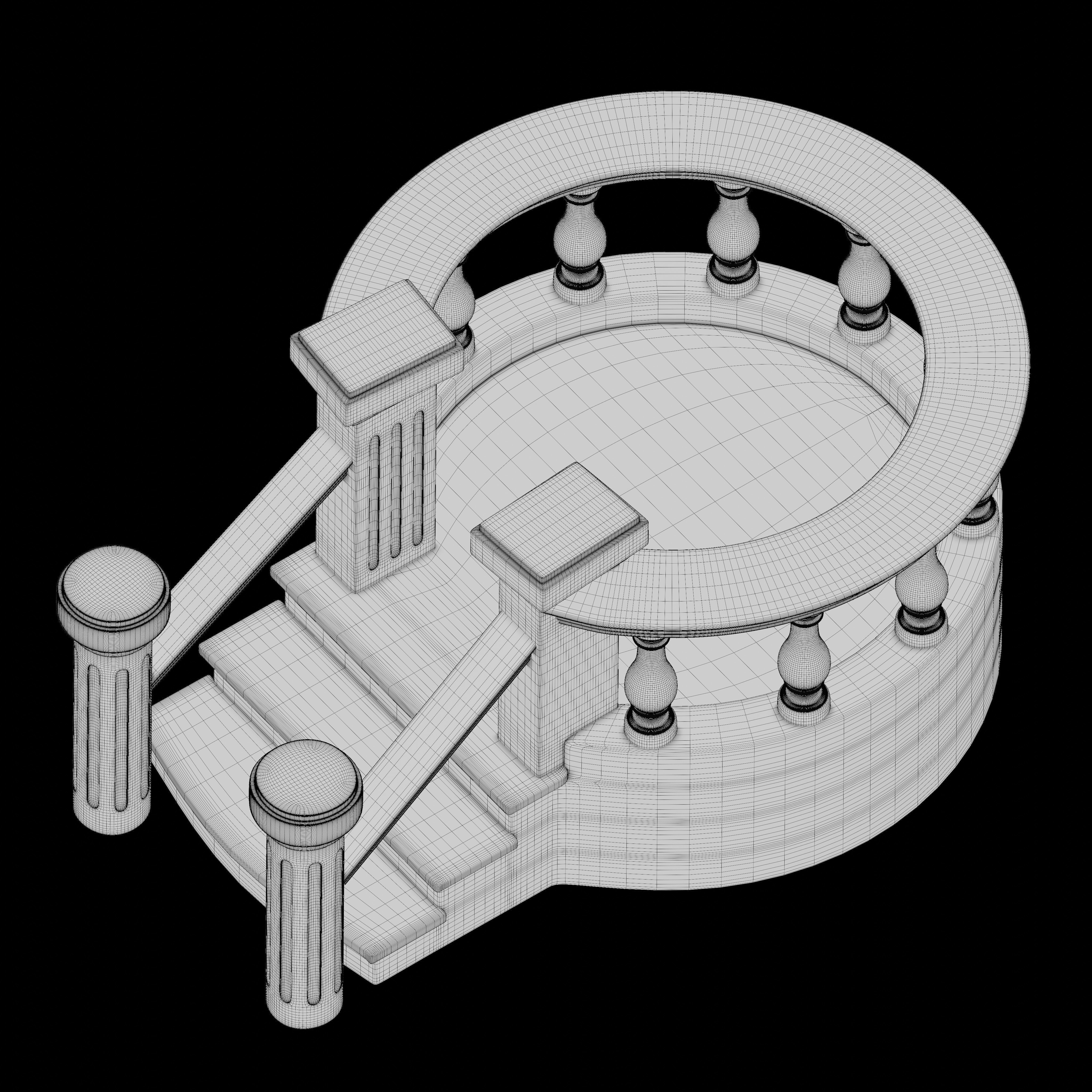 Stone balcony railing 3D model_6