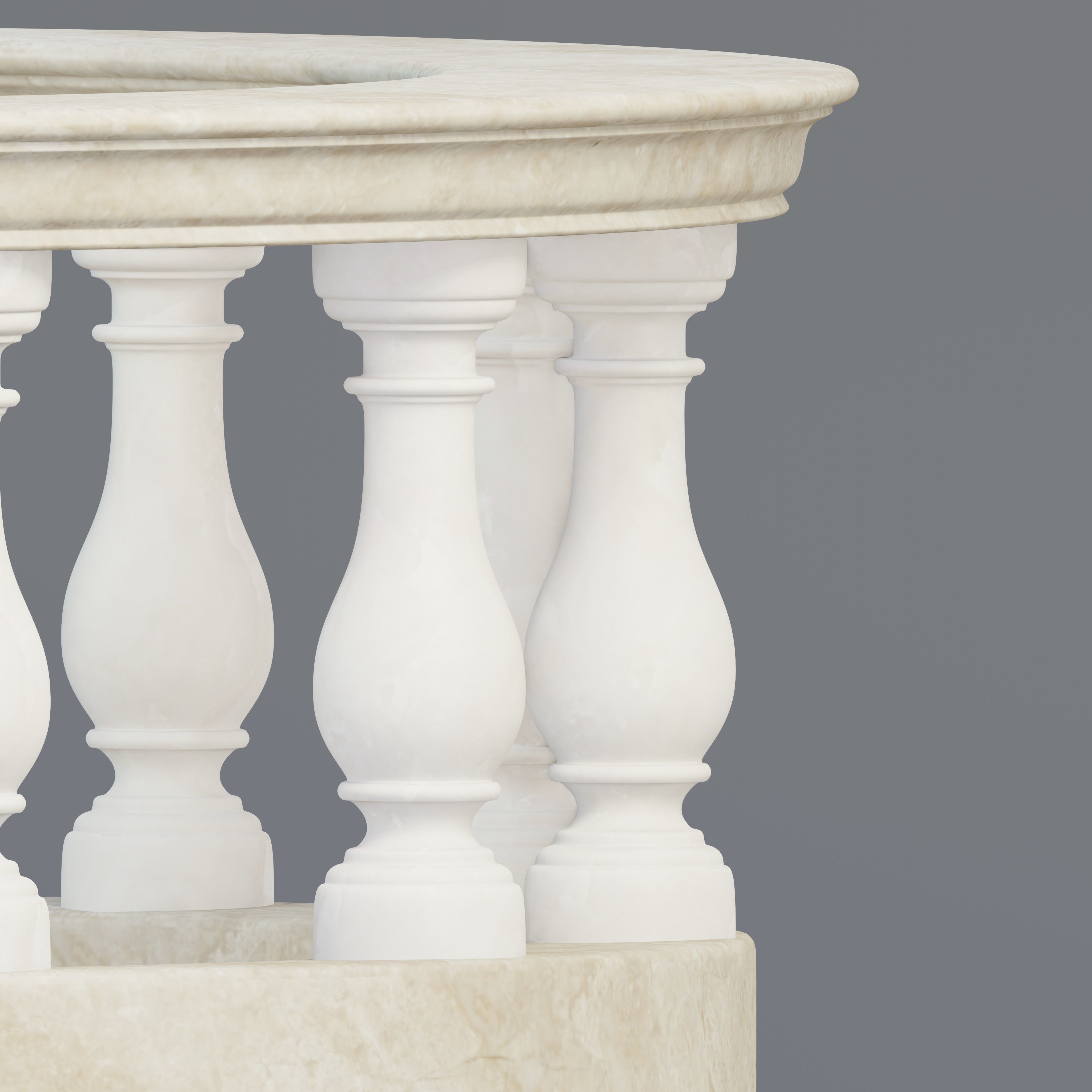 Stone balcony railing 3D model_3