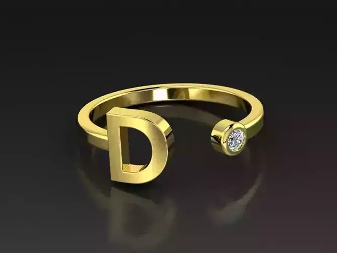 Solid Alphabet Jewelry Rings Letter D