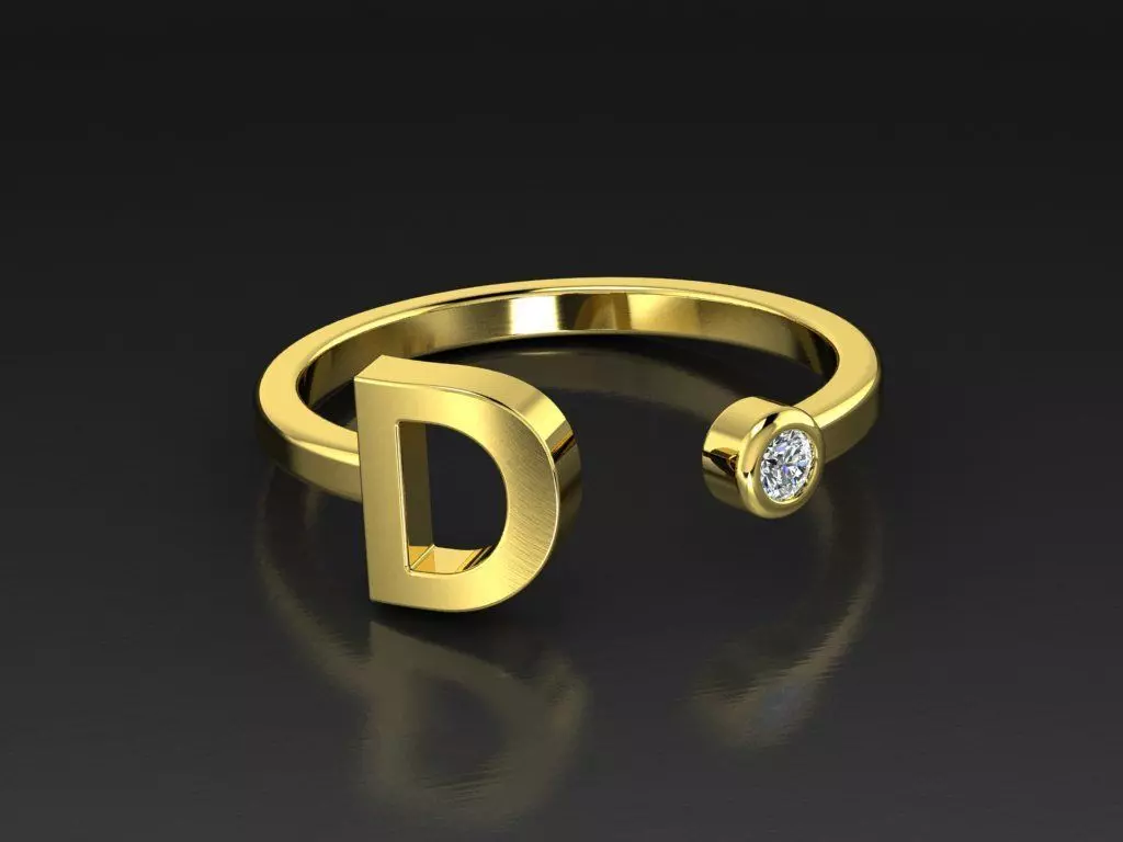 Solid Alphabet Jewelry Rings Letter D 3D print model