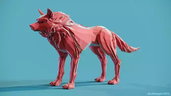 Wolf low poly Papercraft 3D print model